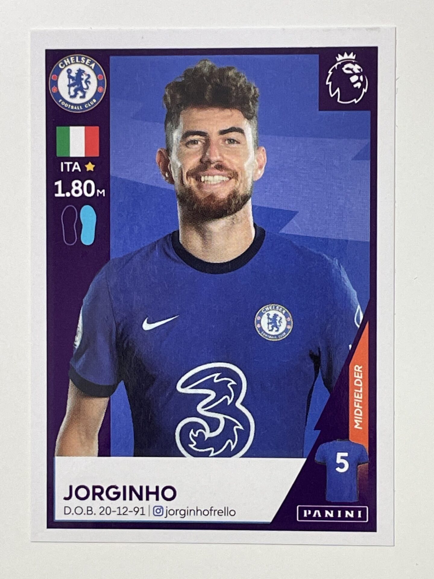 152 Jorginho Sticker Chelsea Premier League 2021 Football Sticker