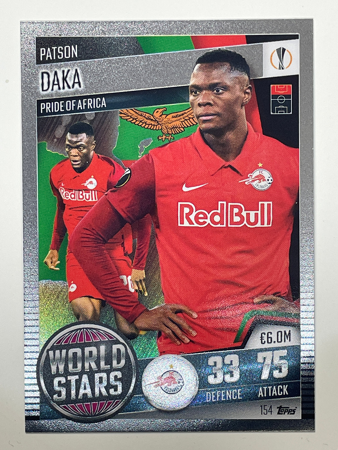 154. Patson Daka (FC Salzburg) Football Card &#8211; Match Attax 101 2021 Card