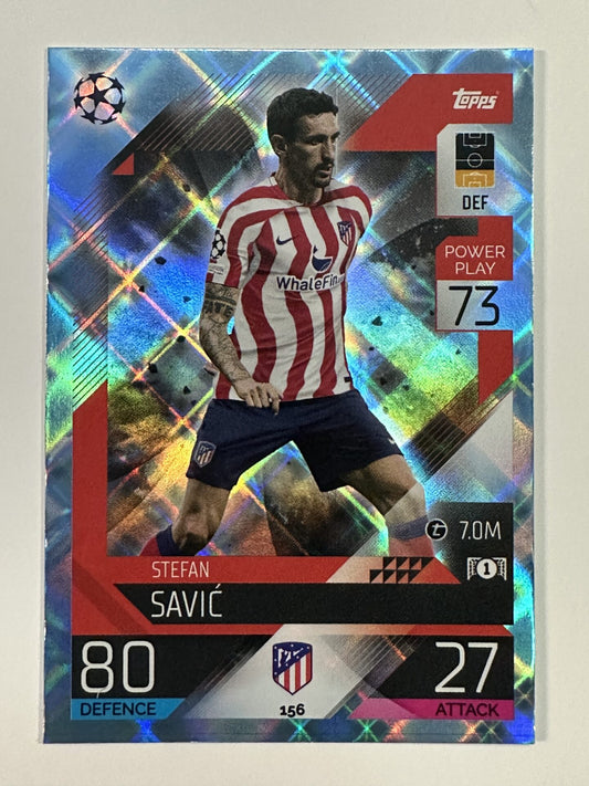 156 Stefan Savic Base Crystal Foil Parallel (Atletico Madrid) Topps Match Attax 2022:2023 Card