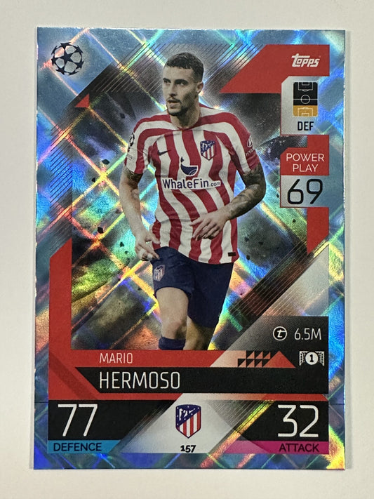 157 Mario Hermoso Base Crystal Foil Parallel (Atletico Madrid) Topps Match Attax 2022:2023 Card