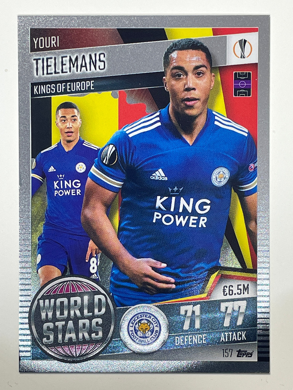 157. Youri Tielemans (Leicester City) Football Card &#8211; Match Attax 101 2021 Card