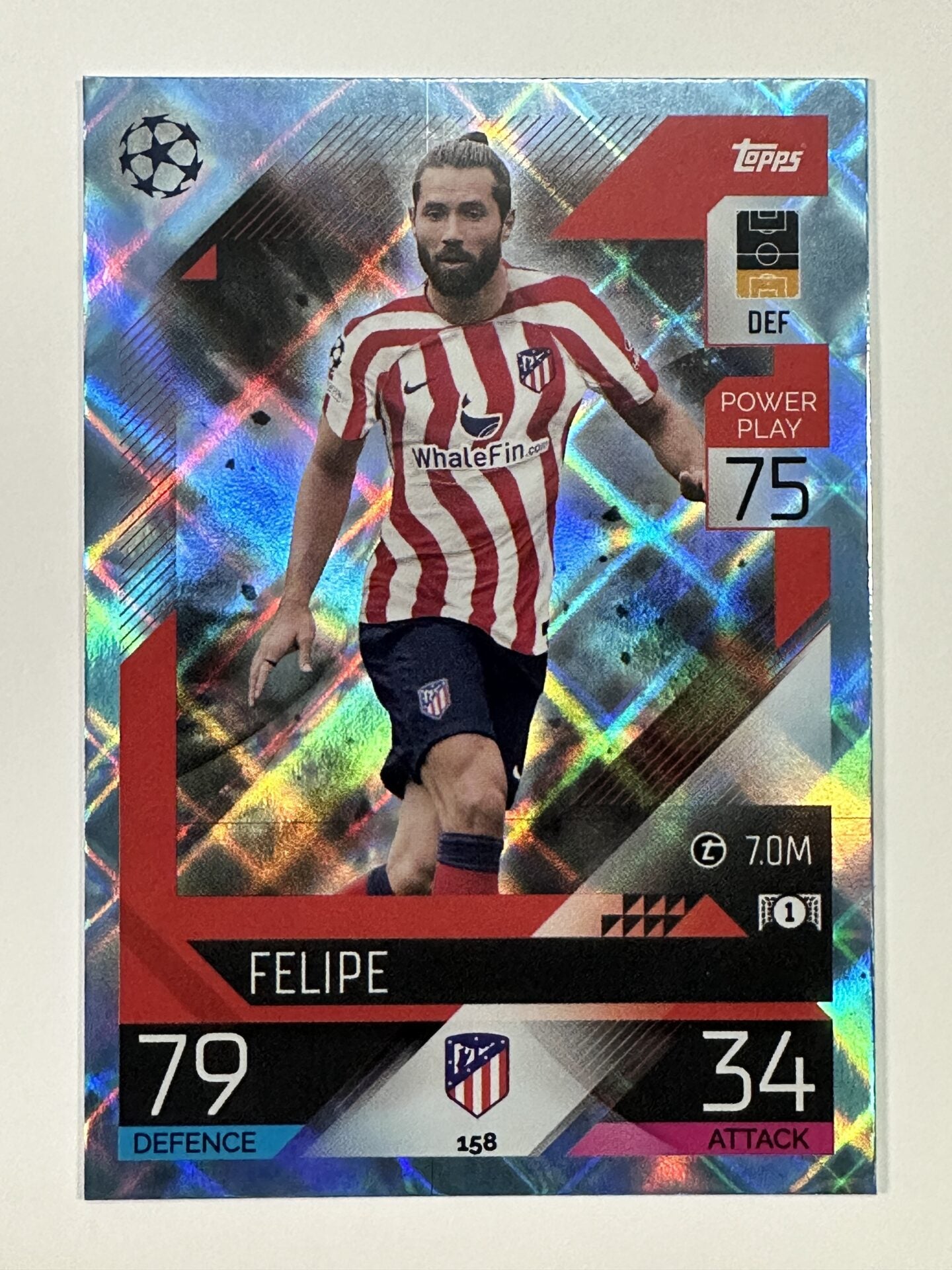 158 Felipe Base Crystal Foil Parallel (Atletico Madrid) Topps Match Attax 2022:2023 Card