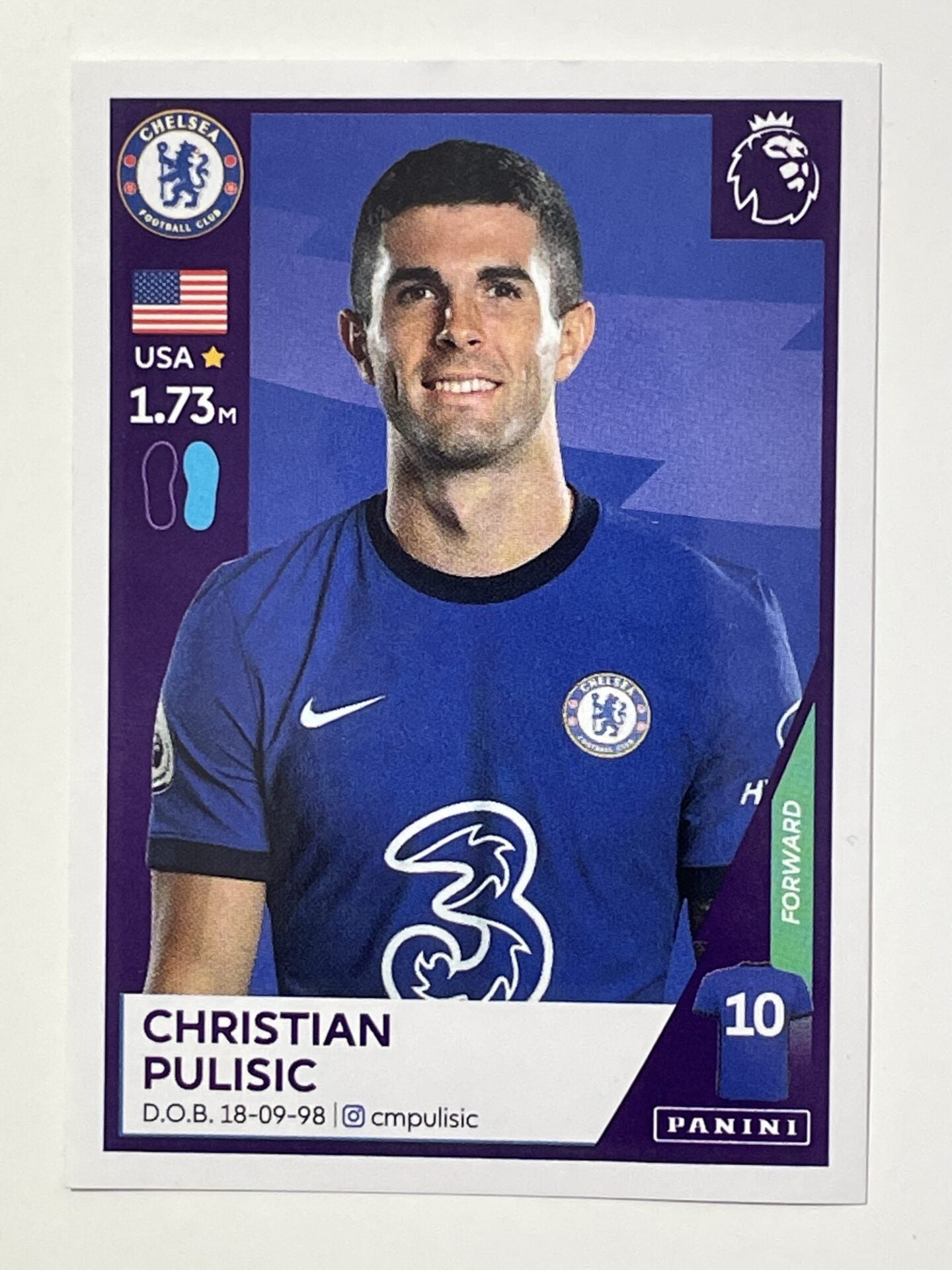 159 Christian Pulisic Sticker Chelsea Premier League 2021 Football Sticker