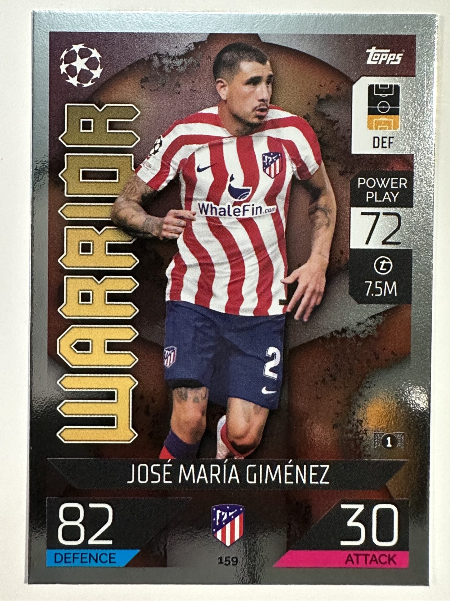 159 Jose Maria Gimenez Warrior (Atletico Madrid) Topps Match Attax 2022:2023 Card