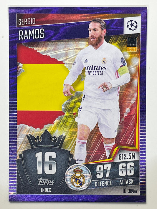 16. Sergio Ramos (Real Madrid CF) Football Card &#8211; Purple Parallel Match Attax 101 2021 Card