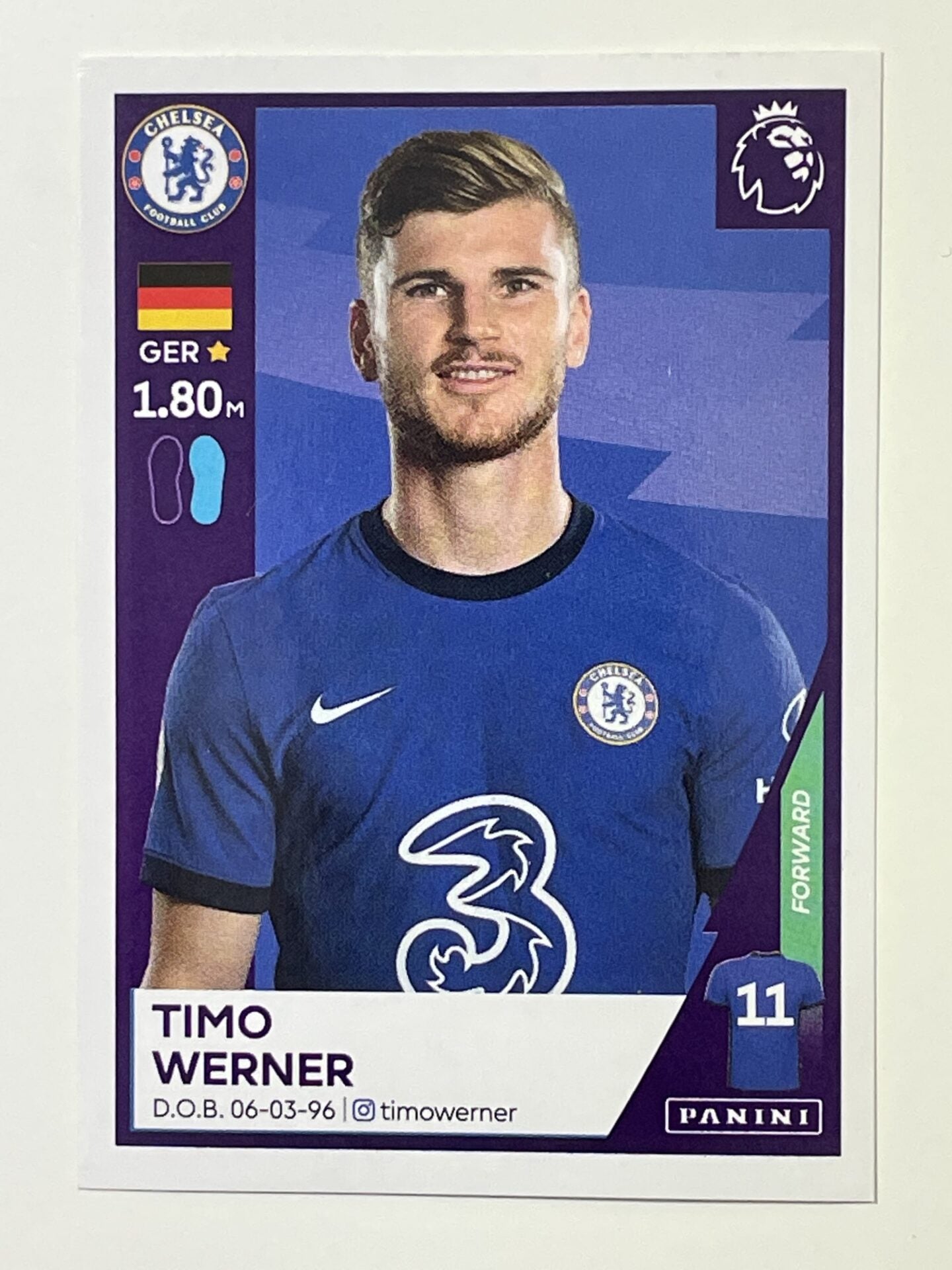 160 Timo Werner Sticker Chelsea Premier League 2021 Football Sticker