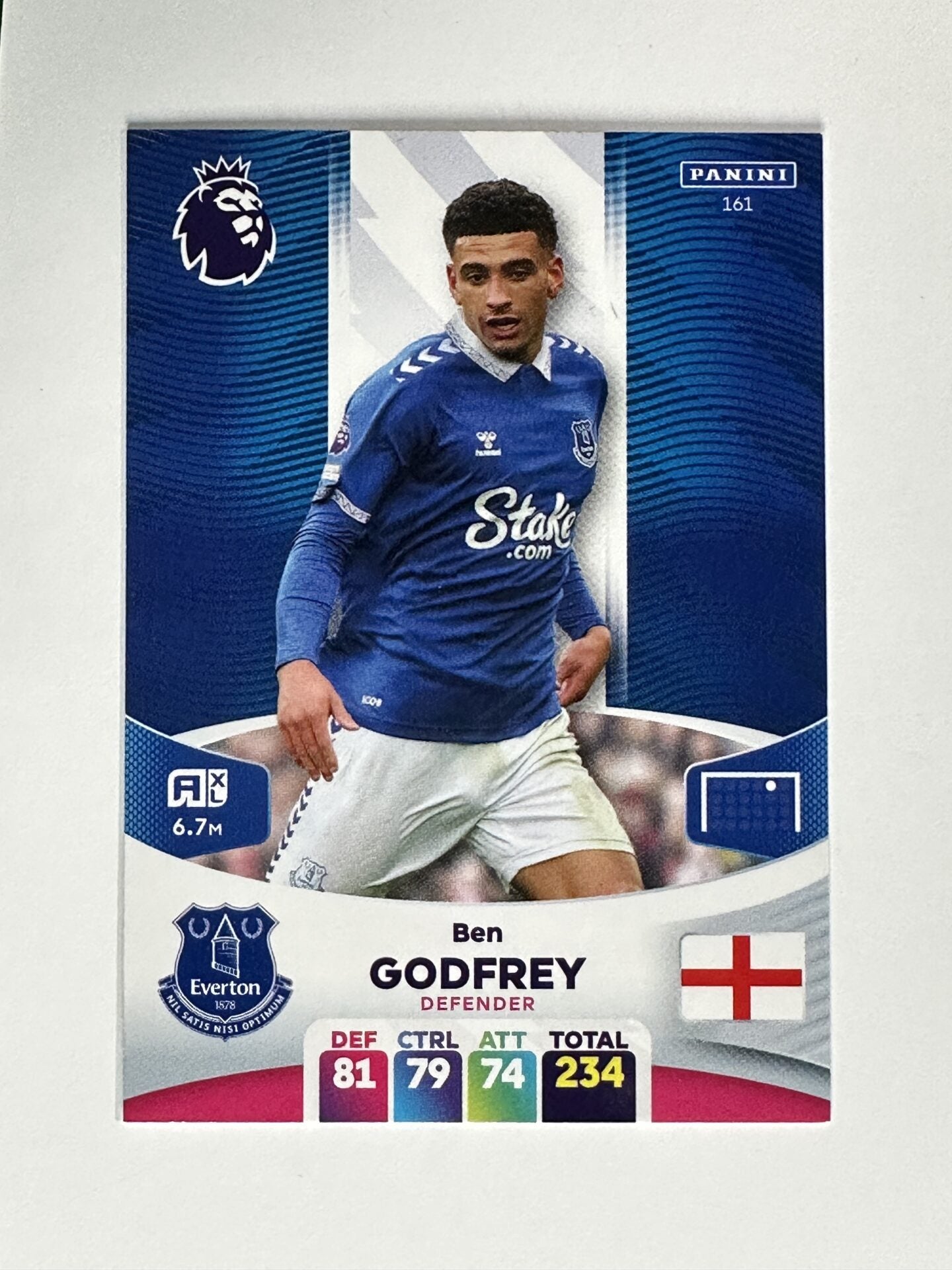 161 Ben Godfrey Everton Base Panini Premier League Adrenalyn XL 2024 Card