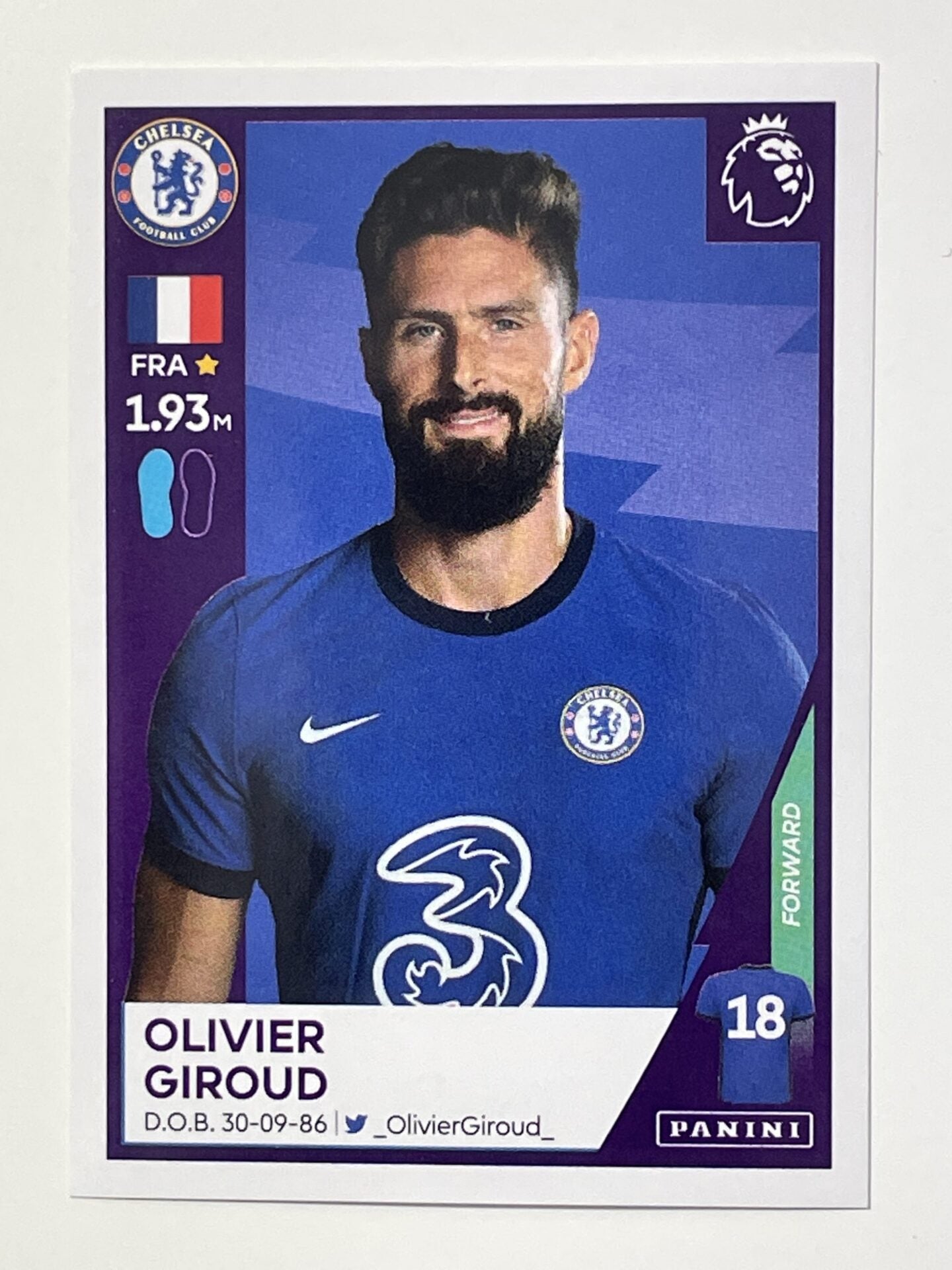 161 Olivier Giroud Sticker Chelsea Premier League 2021 Football Sticker