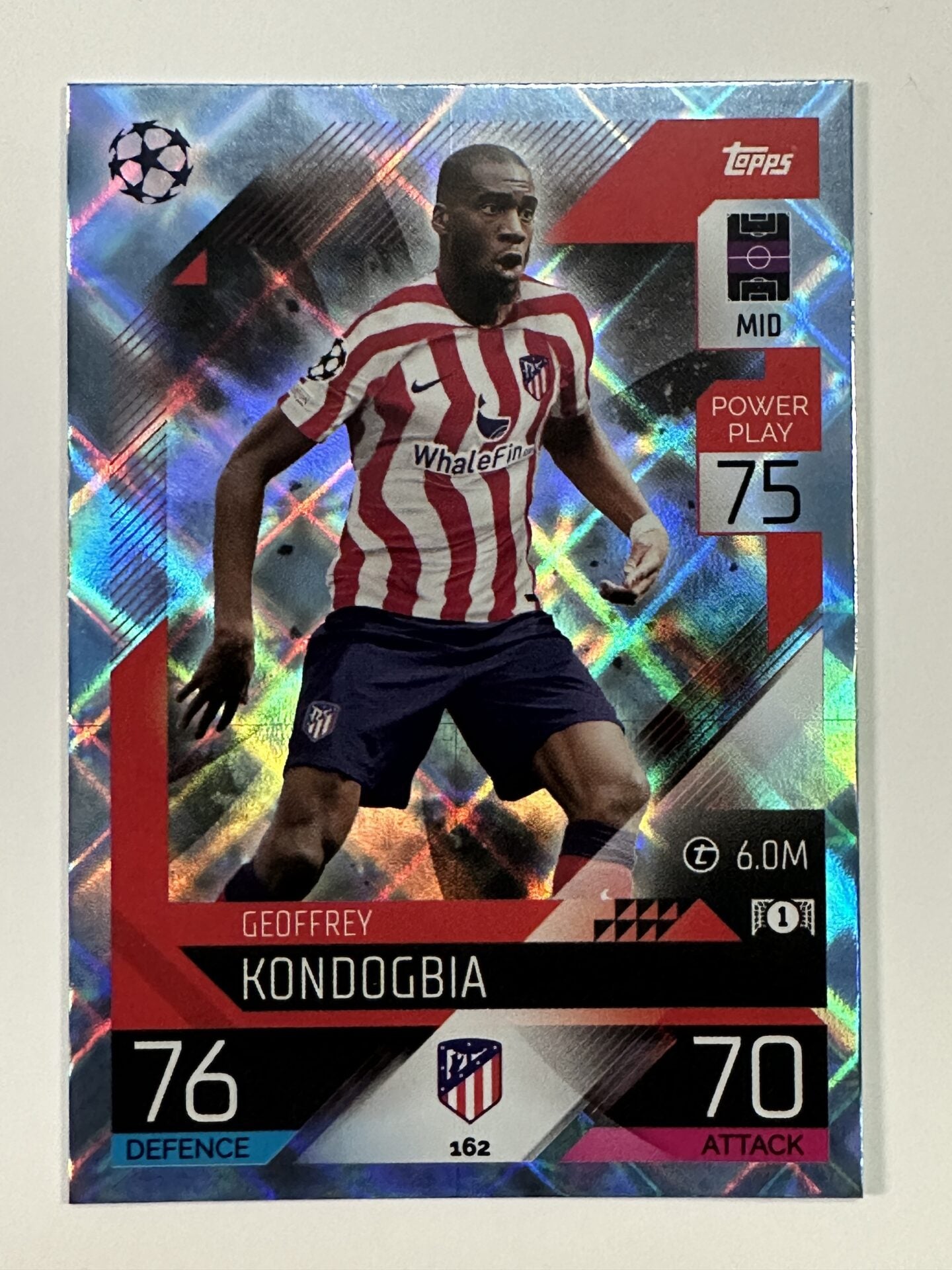 162 Geoffrey Kondogbia Base Crystal Foil Parallel (Atletico Madrid) Topps Match Attax 2022:2023 Card