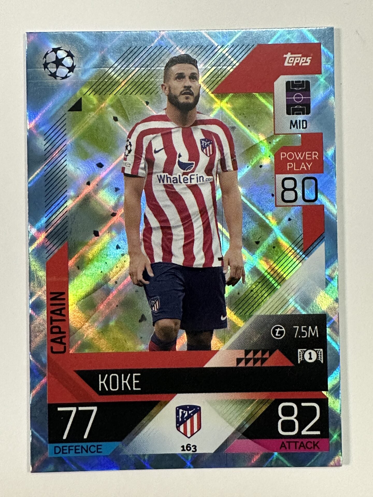 163 Koke Base Crystal Foil Parallel (Atletico Madrid) Topps Match Attax 2022:2023 Card