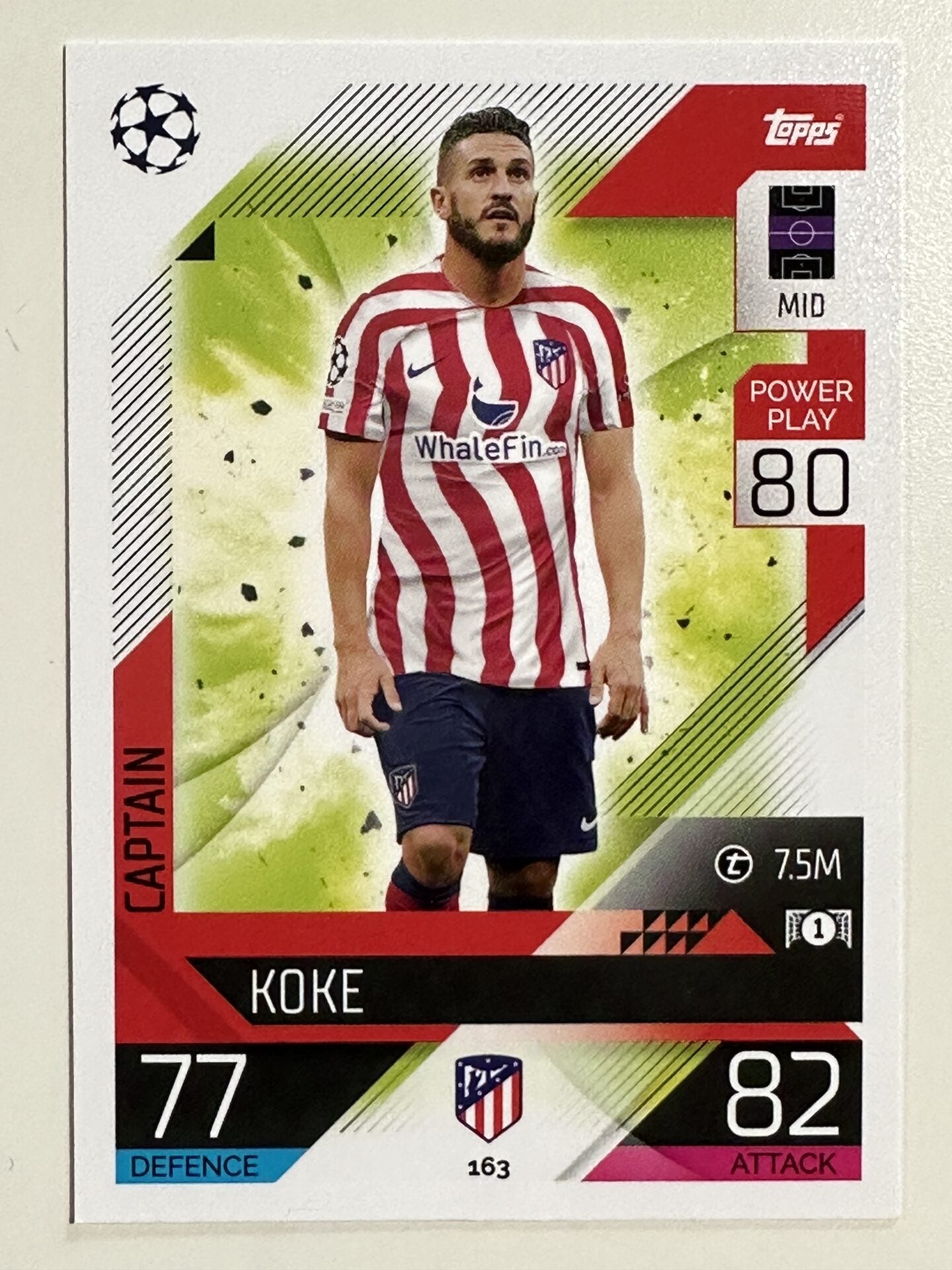 163. Koke (Atlético de Madrid) &#8211; Captain &#8211; Topps Match Attax 2022:2023 card