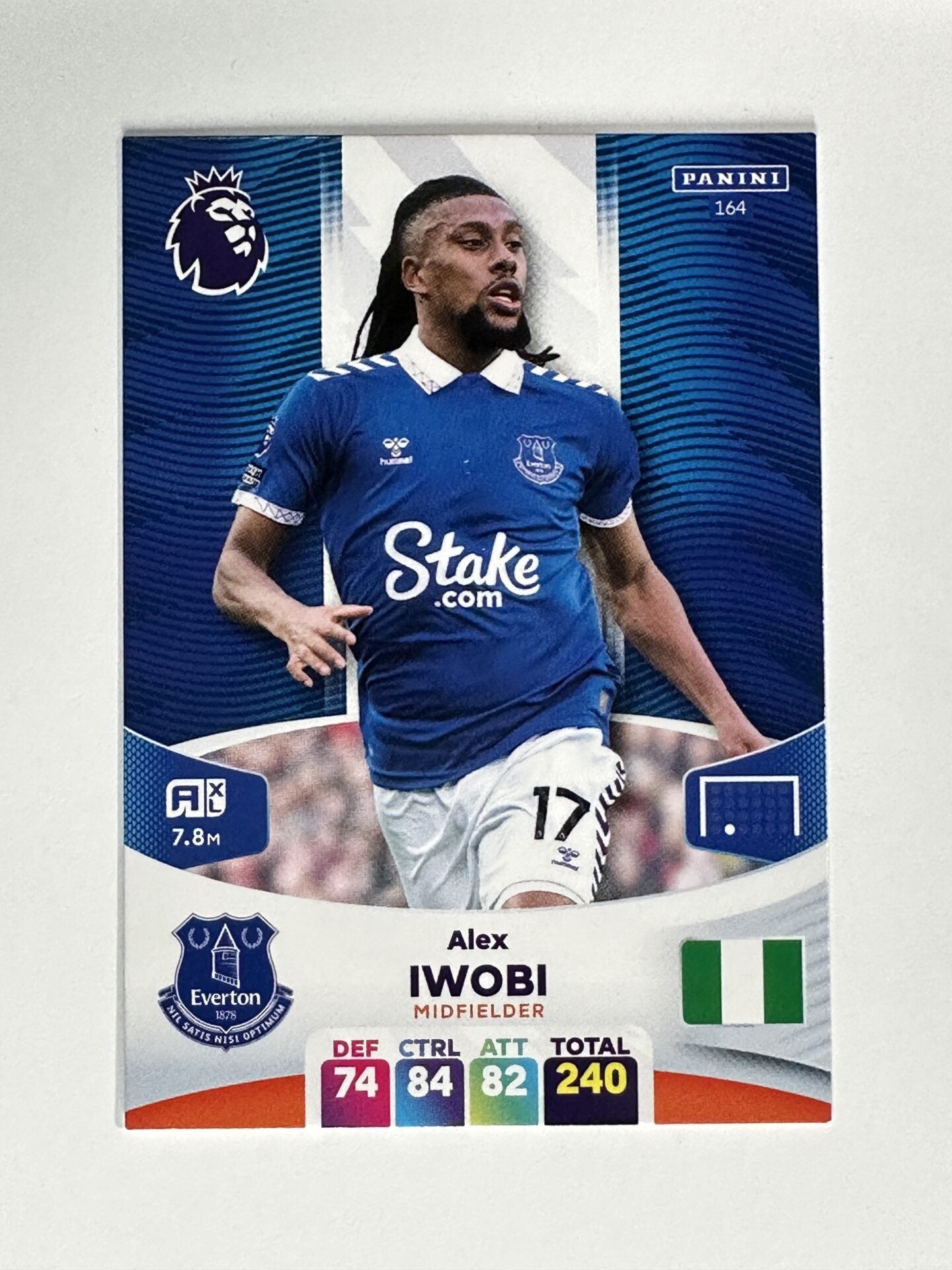 164 Alex Iwobi Everton Base Panini Premier League Adrenalyn XL 2024 Card