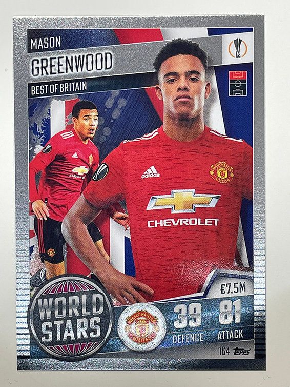 164. Mason Greenwood (Manchester United) Football Card &#8211; Match Attax 101 2021 Card