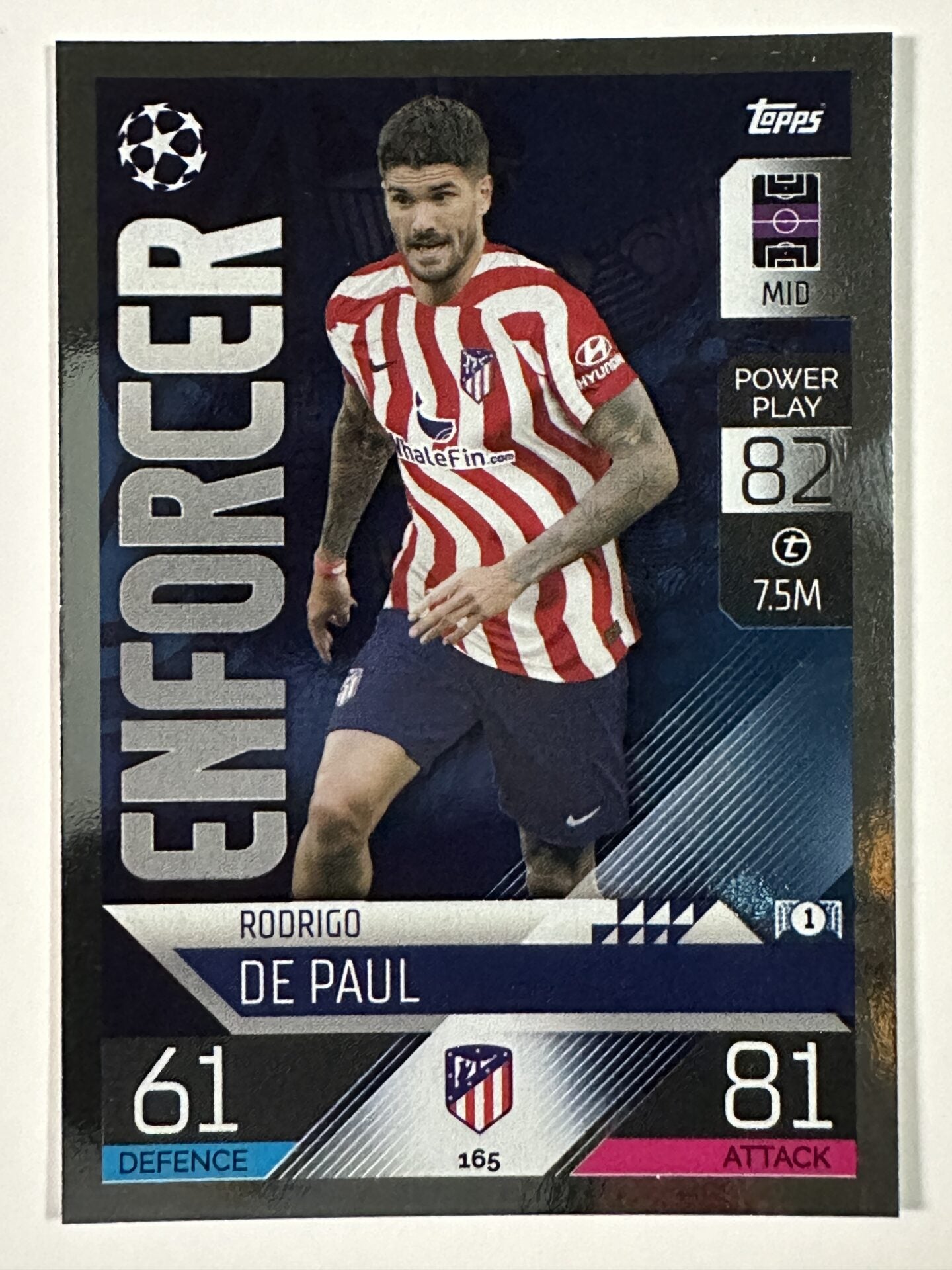 165 Rodrigo de Paul Enforcer (Atletico Madrid) Topps Match Attax 2022:2023 Card