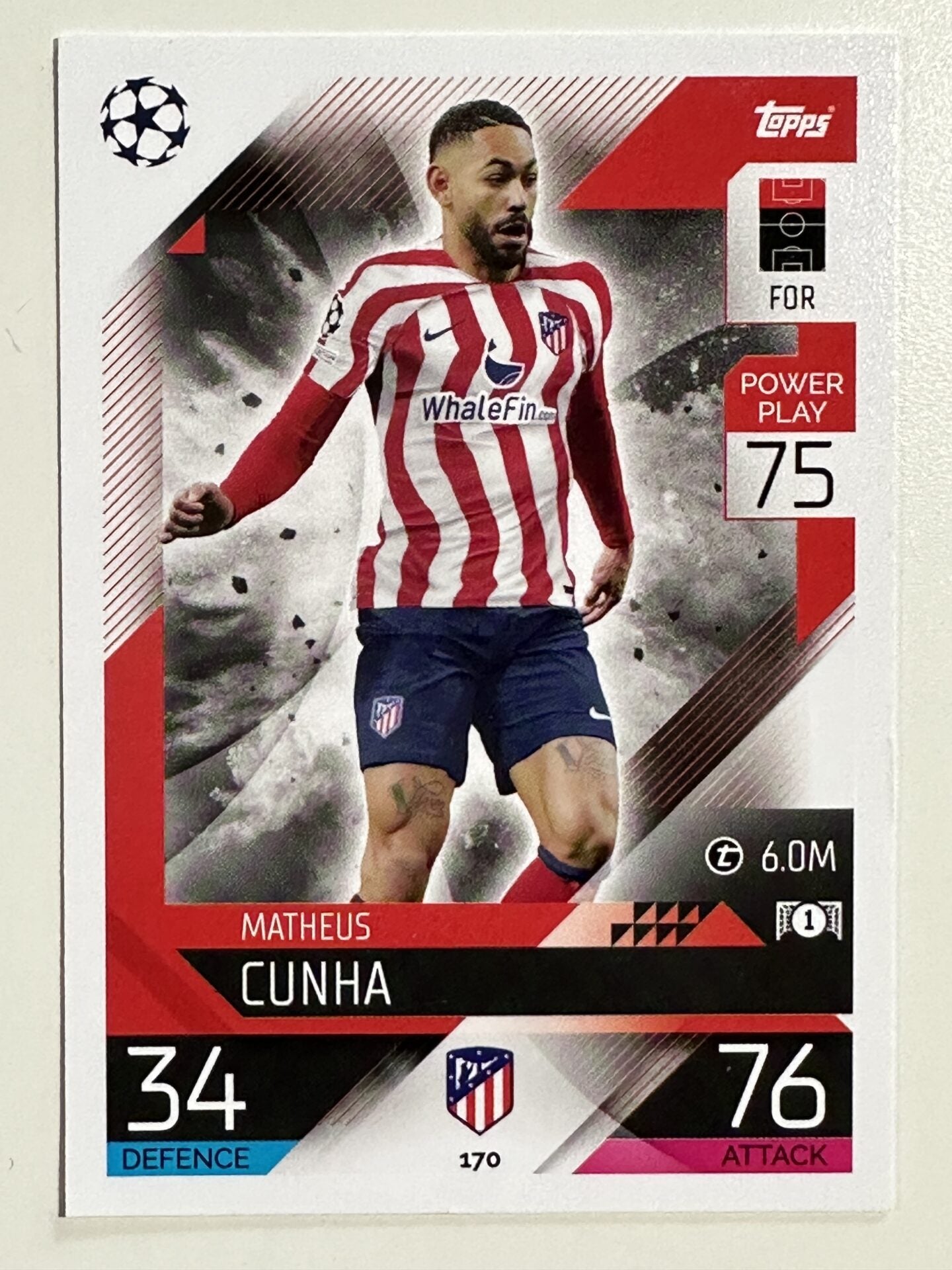 170. Matheus Cunha (Atlético de Madrid) &#8211; Topps Match Attax 2022:2023 card