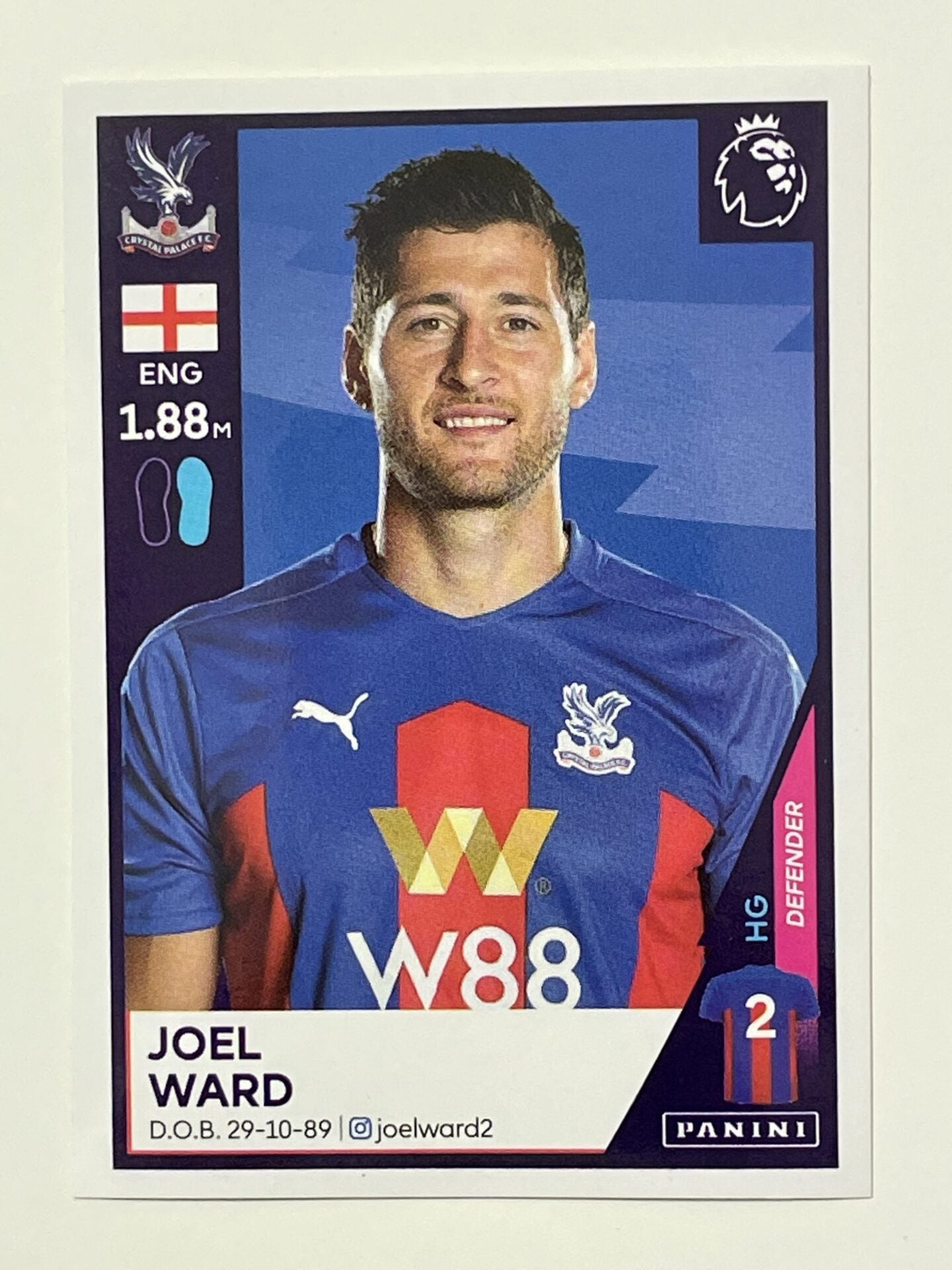 171 Joel Ward Sticker Crystal Palace Premier League 2021 Football Sticker