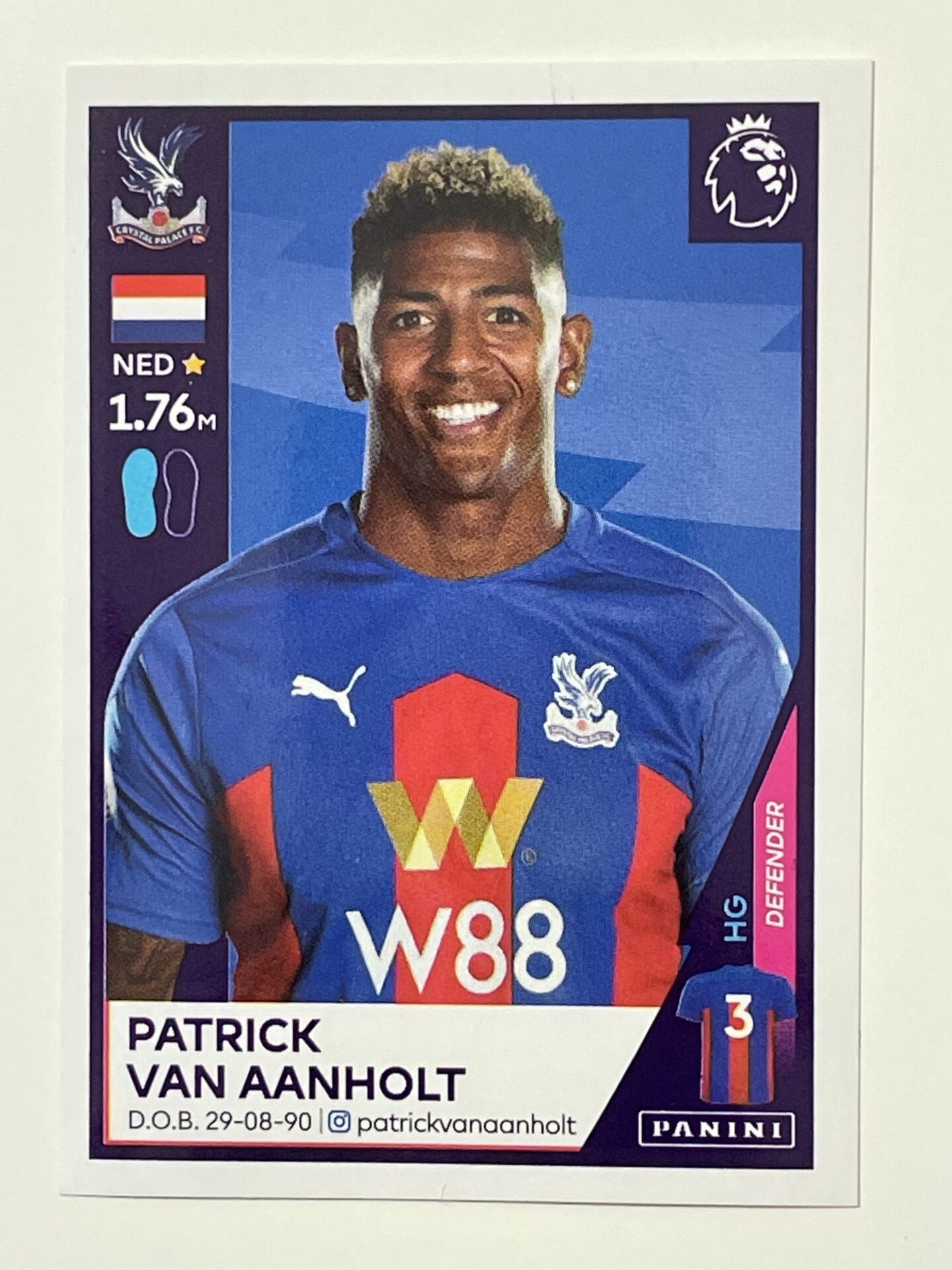 172 Patrick Van Aanholt Sticker Crystal Palace Premier League 2021 Football Sticker