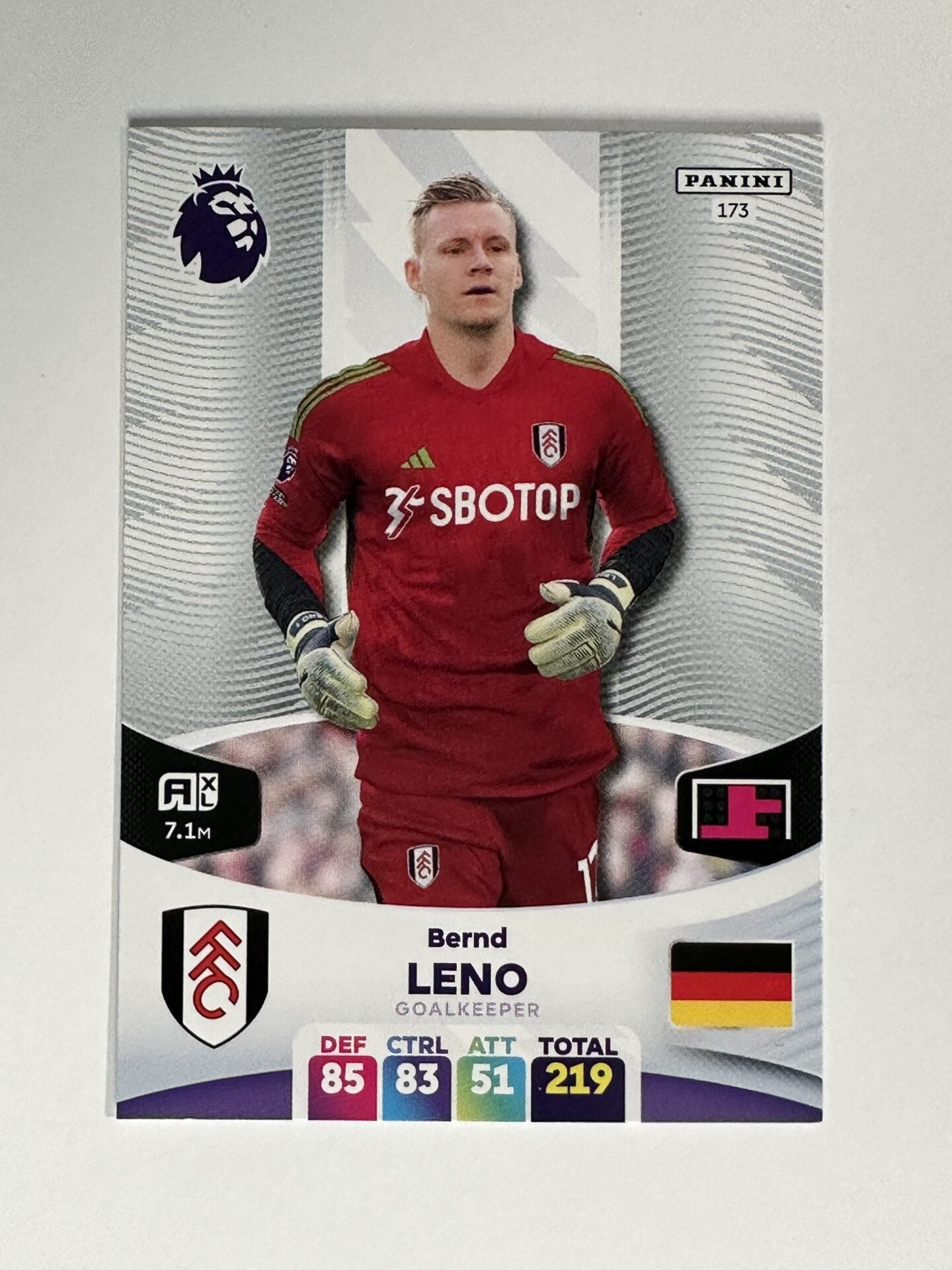 173 Bernd Leno Fulham Base Panini Premier League Adrenalyn XL 2024 Card