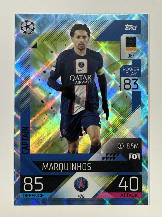 175 Marquinhos Captain Crystal Foil Parallel (Paris Saint-Germain) Topps Match Attax 2022:2023 Card