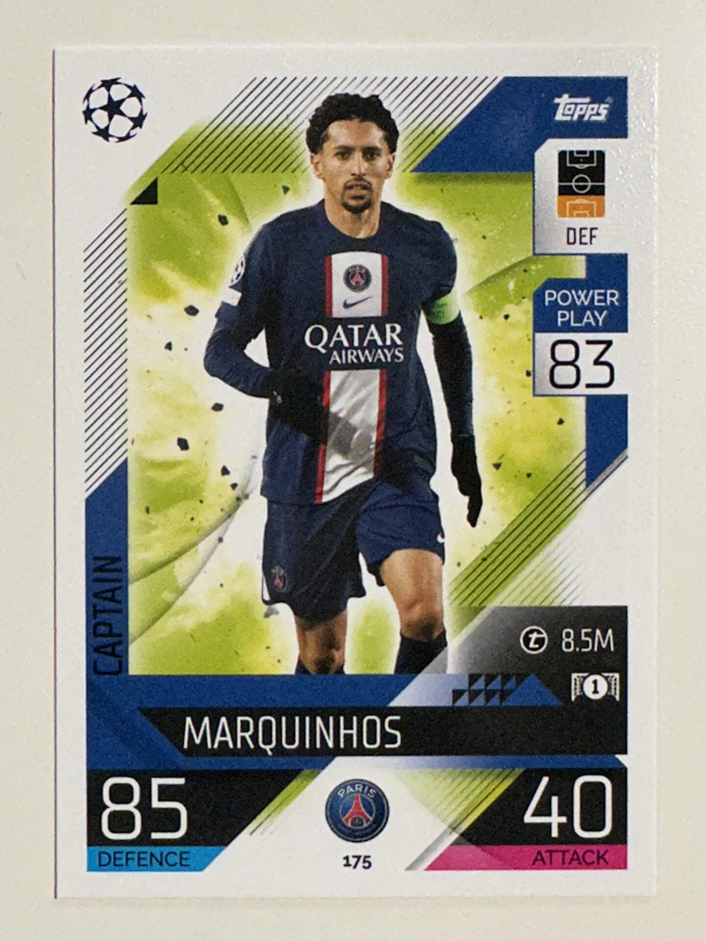 175. Marquinhos (Paris Saint-Germain) &#8211; Captain &#8211; Topps Match Attax 2022:2023 card