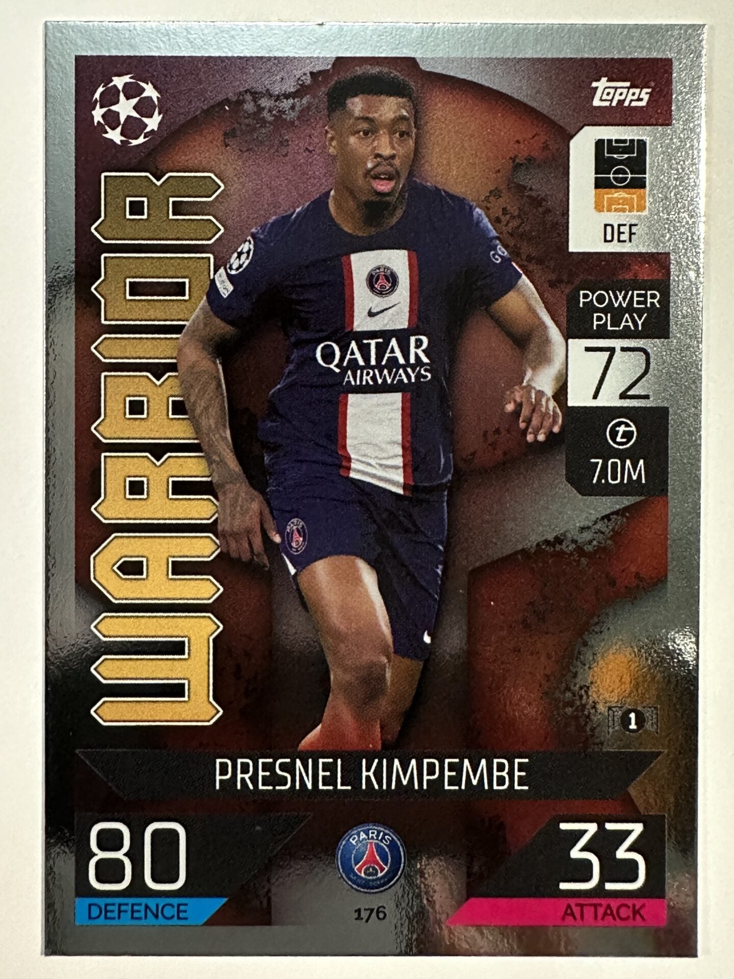 176 Presnel Kimpembe Warrior (Paris Saint-Germain) Topps Match Attax 2022:2023 Card