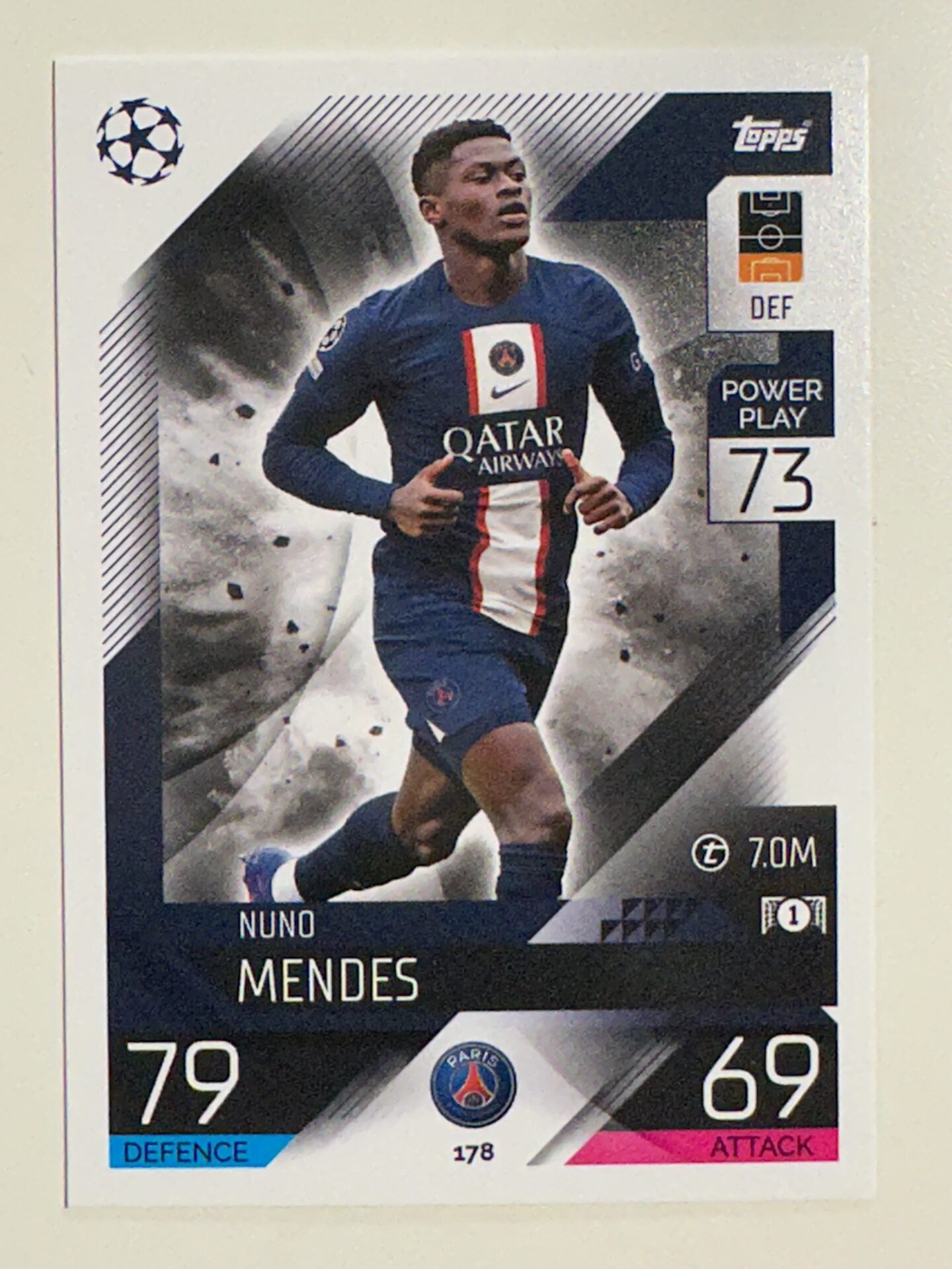 178. Nuno Mendes (Paris Saint-Germain) &#8211; Topps Match Attax 2022:2023 card