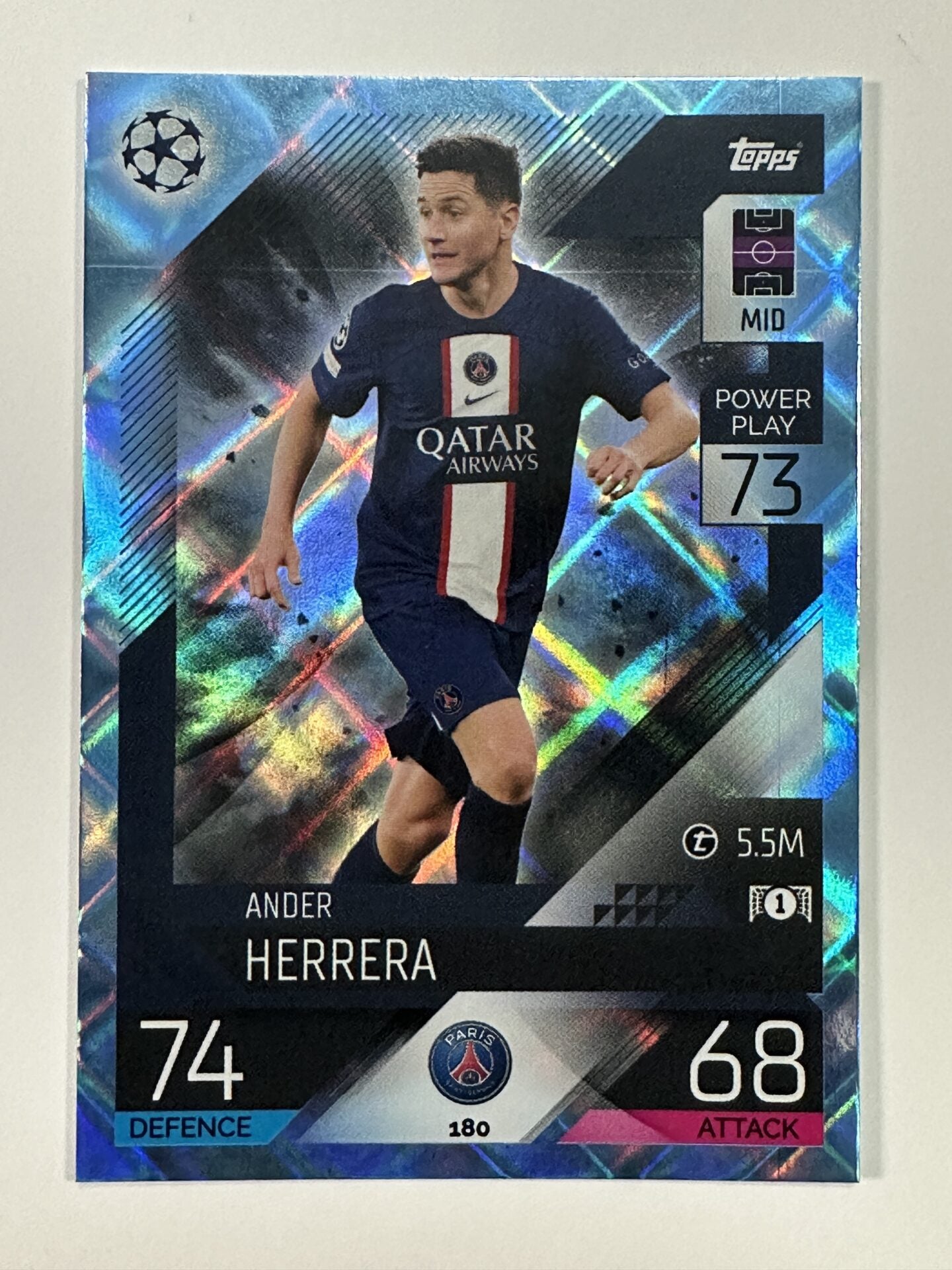 180 Ander Herrera Base Crystal Foil Parallel (Paris Saint-Germain) Topps Match Attax 2022:2023 Card