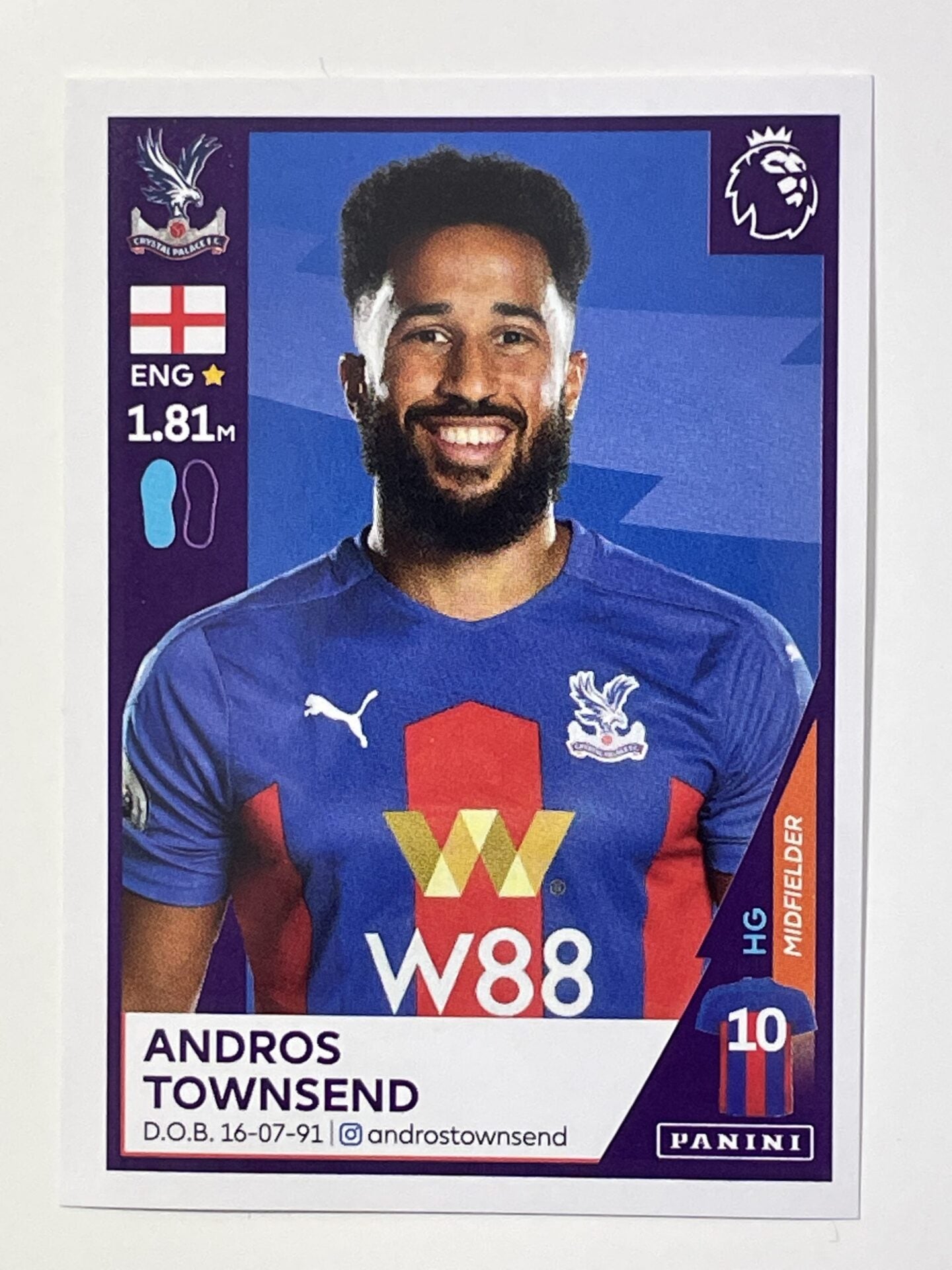 182 Andros Townsend Sticker Crystal Palace Premier League 2021 Football Sticker