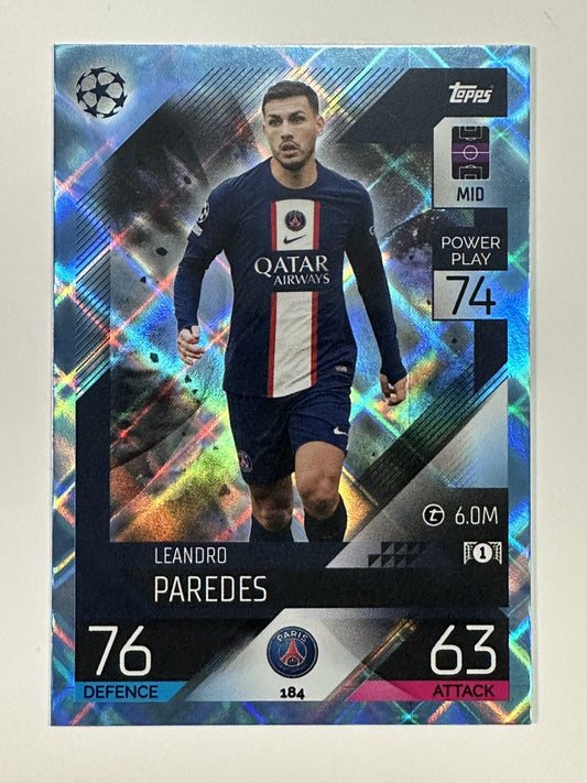 184 Leandro Paredes Base Crystal Foil Parallel (Paris Saint-Germain) Topps Match Attax 2022:2023 Card