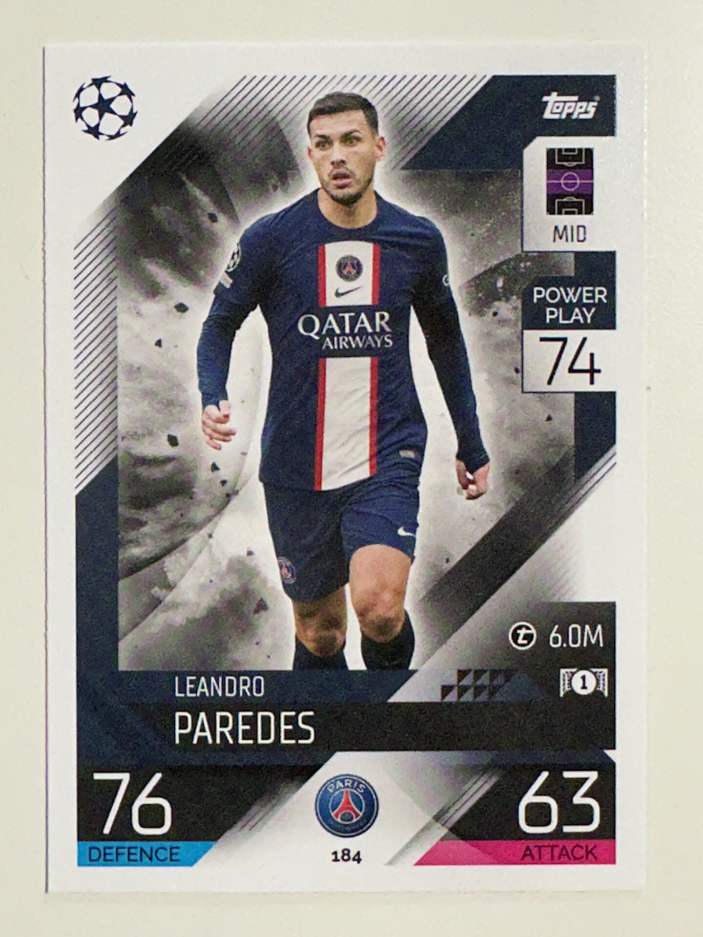 184. Leandro Paredes (Paris Saint-Germain) &#8211; Topps Match Attax 2022:2023 card