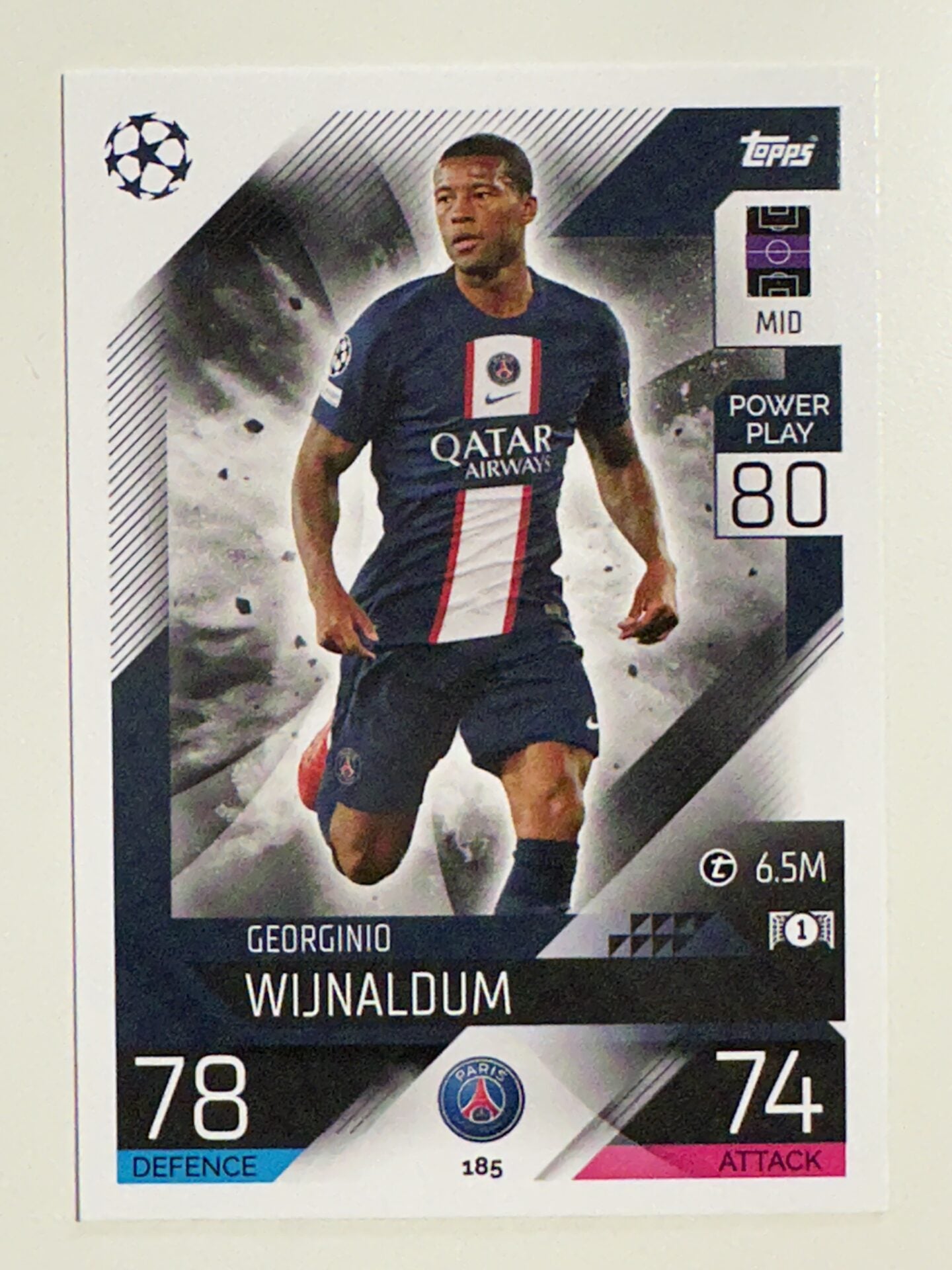 185. Georginio Wijnaldum (Paris Saint-Germain) &#8211; Topps Match Attax 2022:2023 card