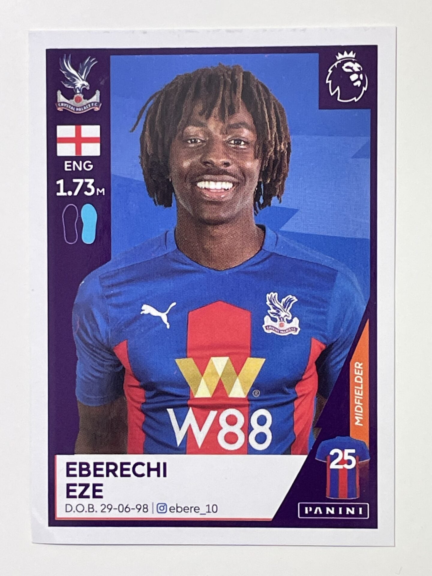 186 Eberechi Eze Sticker Crystal Palace Premier League 2021 Football Sticker