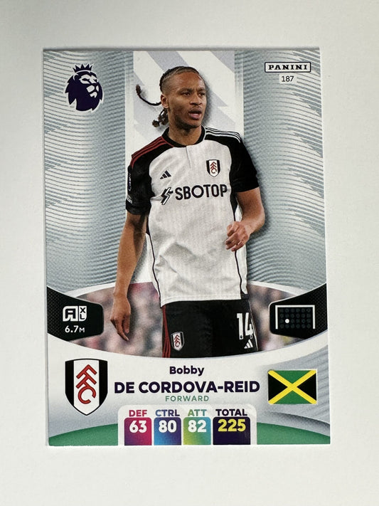 187 Bobby De Cordova-Reid Fulham Base Panini Premier League Adrenalyn XL 2024 Card