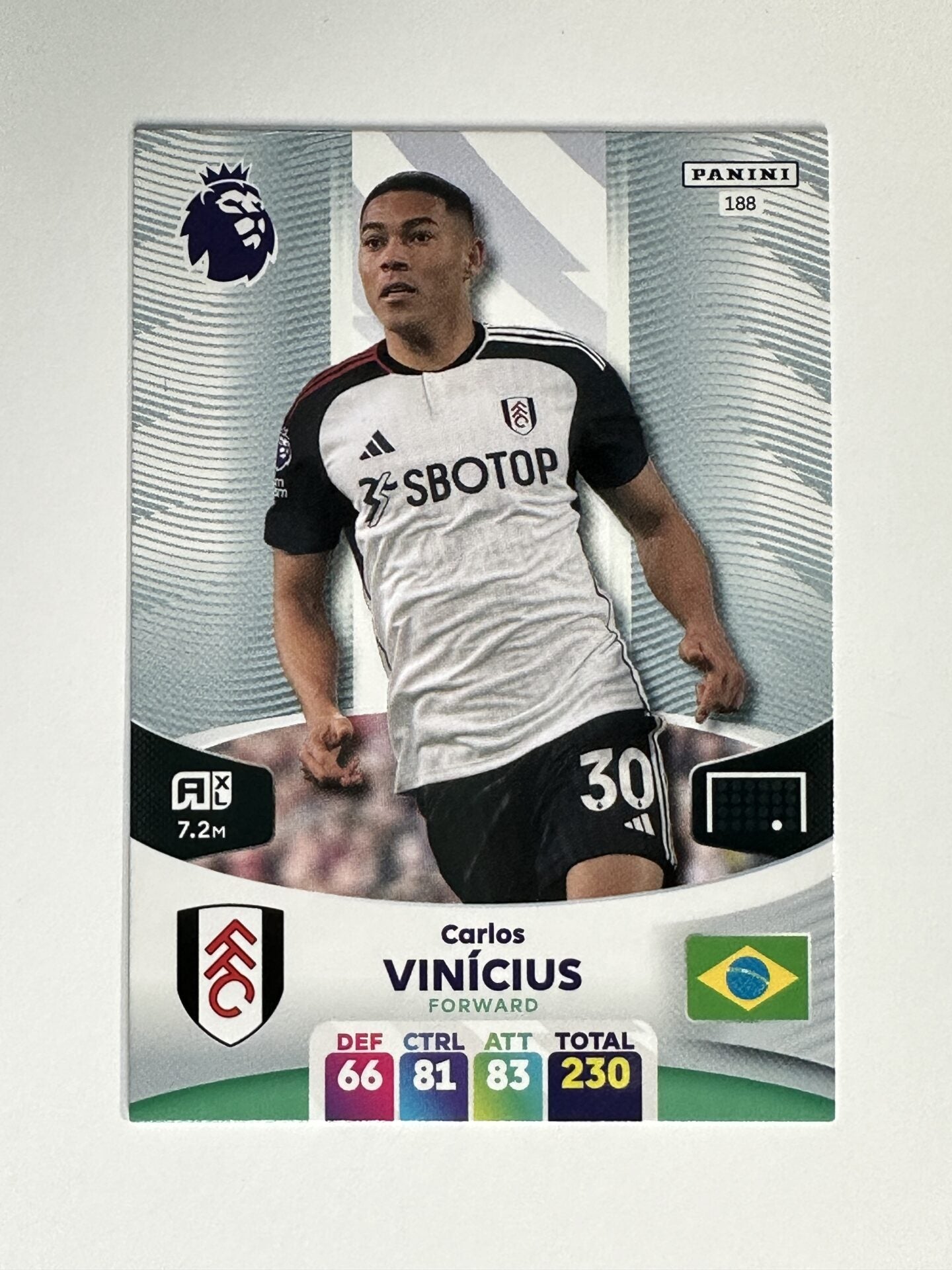 188 Carlos Vinicius Fulham Base Panini Premier League Adrenalyn XL 2024 Card