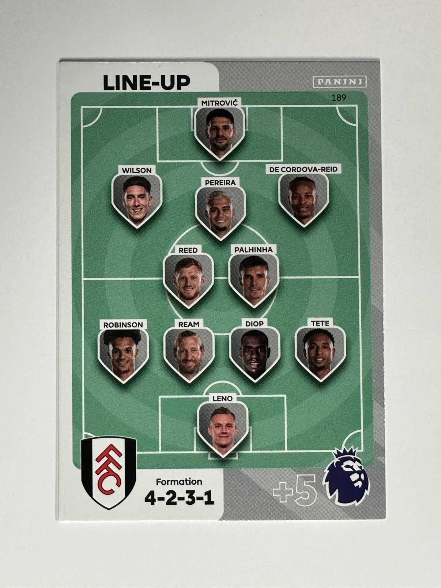 189 Lineup Fulham Base Panini Premier League Adrenalyn XL 2024 Card