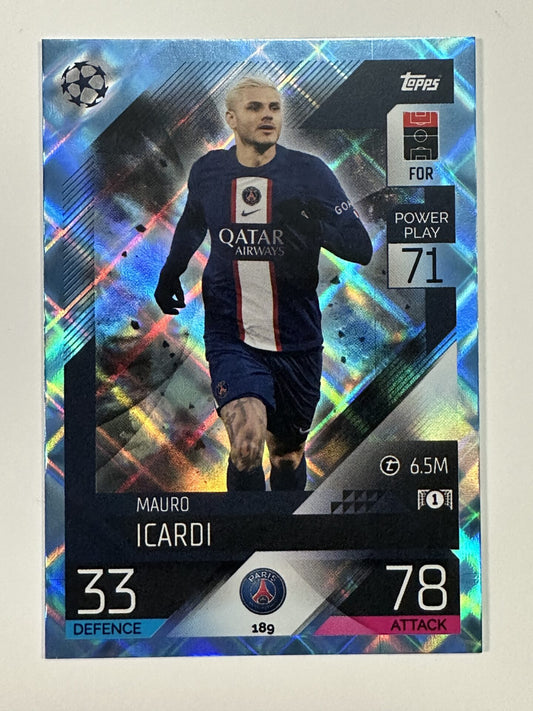 189 Mauro ICardi Base Crystal Foil Parallel (Paris Saint-Germain) Topps Match Attax 2022:2023 Card