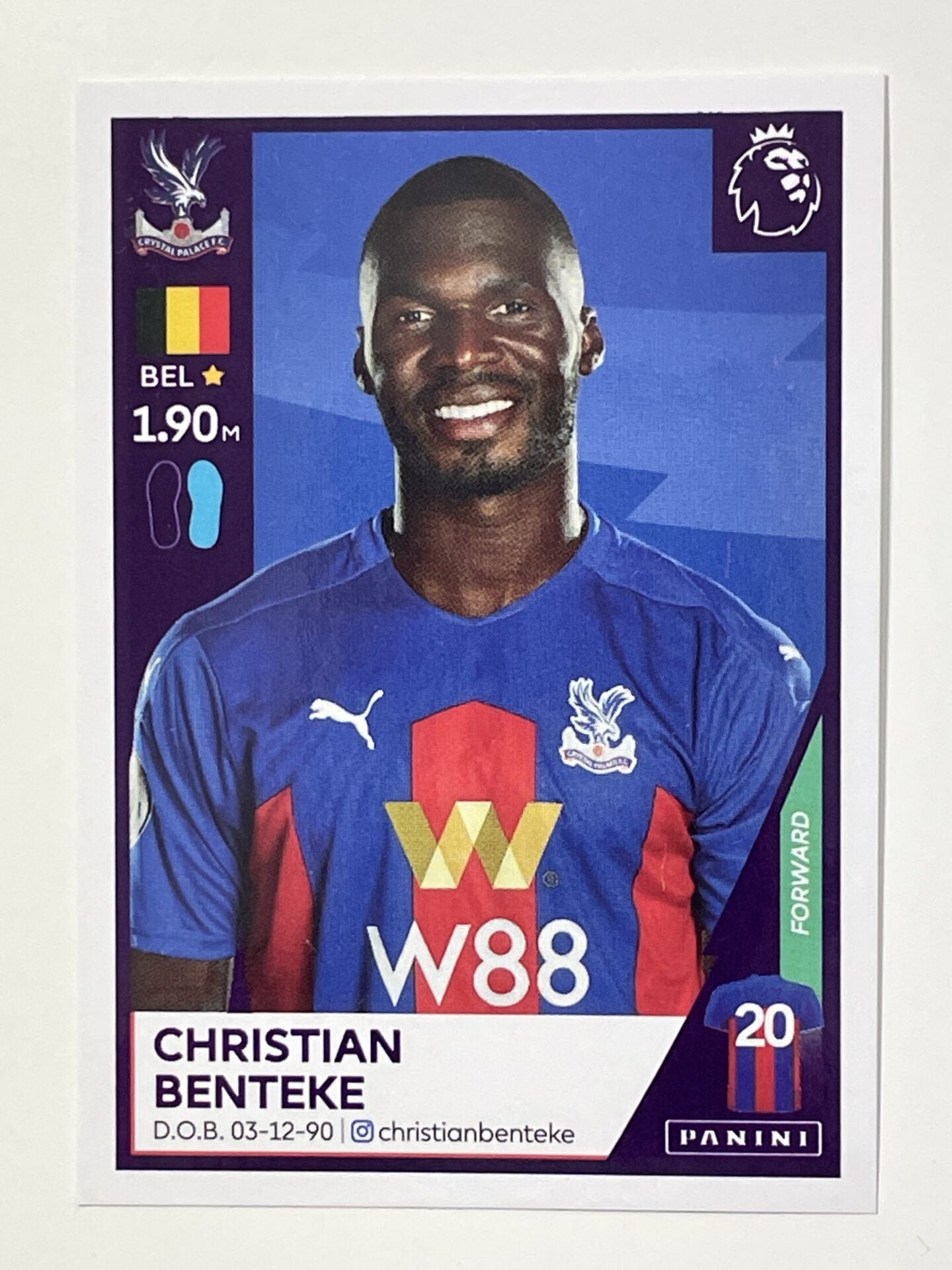 190 Christian Benteke Sticker Crystal Palace Premier League 2021 Football Sticker