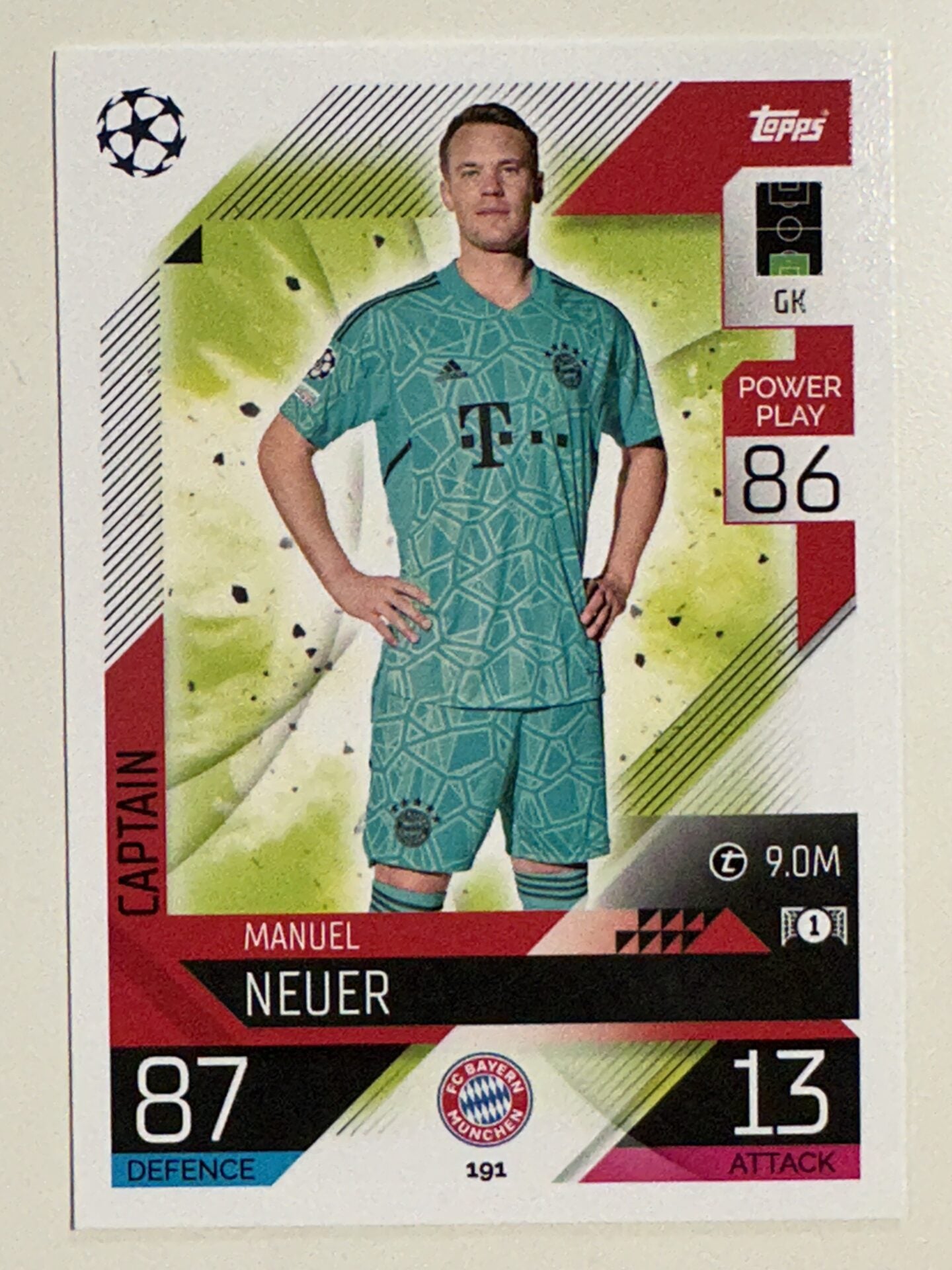 191. Manuel Neuer (FC Bayern München) &#8211; Captain &#8211; Topps Match Attax 2022:2023 card