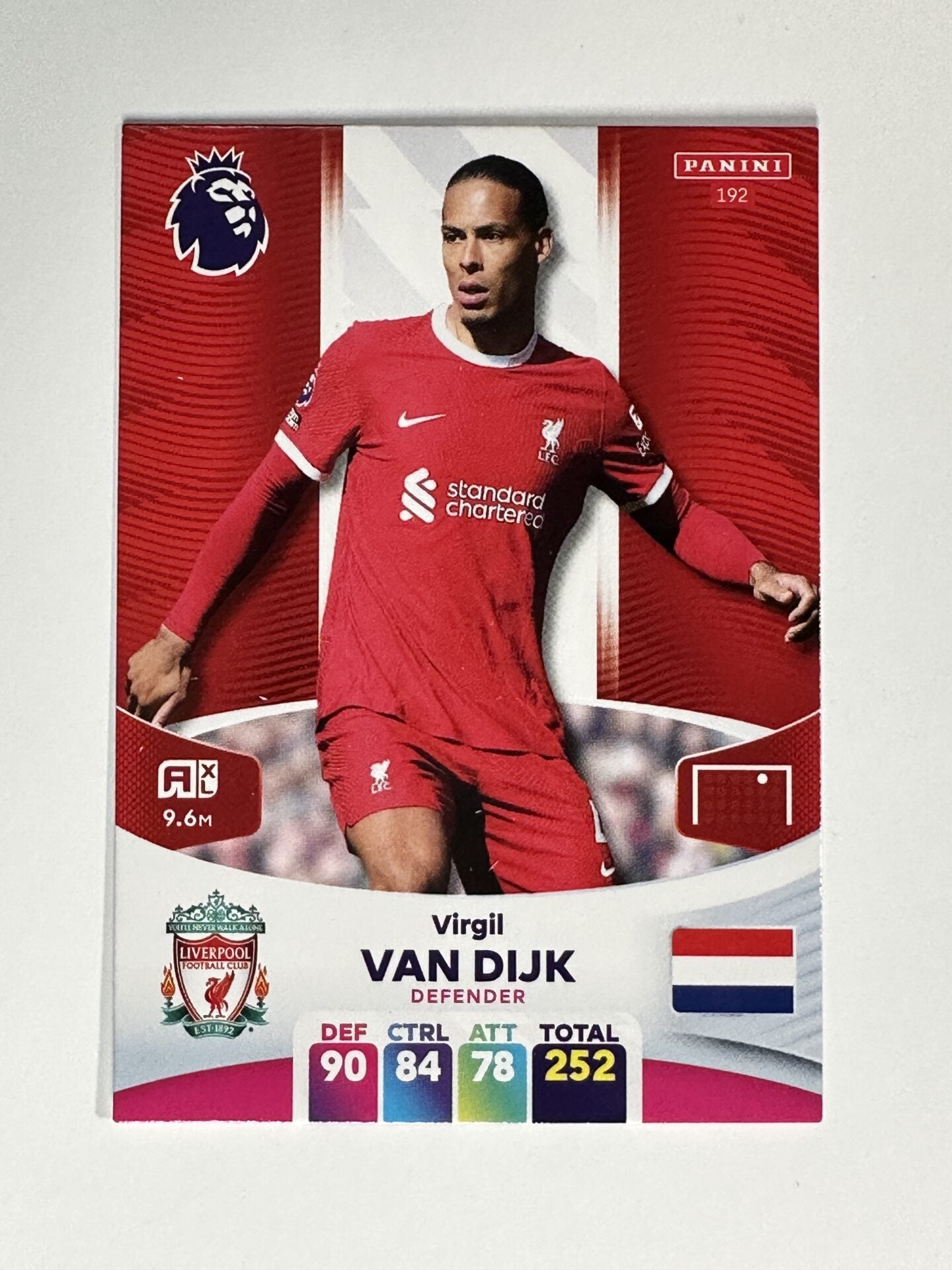 192 Virgil Van Dijk Liverpool Base Panini Premier League Adrenalyn XL 2024 Card