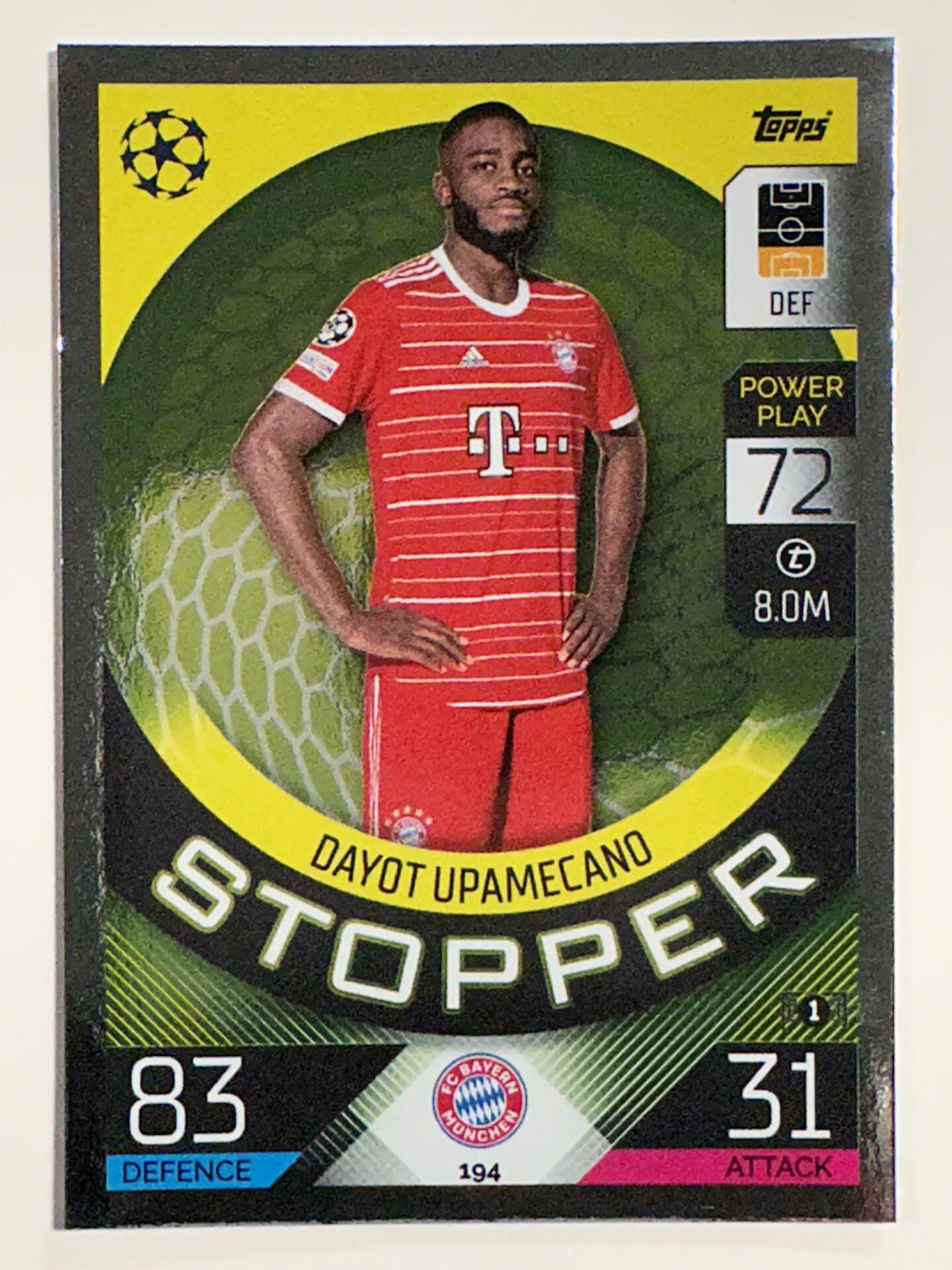 194. Dayot Upamecano (FC Bayern München) &#8211; Stopper &#8211; Topps Match Attax 2022:2023 card