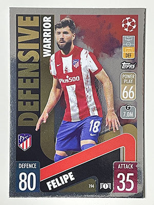 194.-Felipe-Defensive-Warrior-Atletico-de-Madrid-Match-Attax-2021-22-Topps-Football-Card