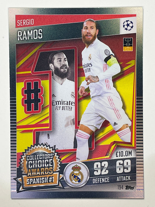 194. Sergio Ramos (Real Madrid CF) Football Card &#8211; Match Attax 101 2021 Card