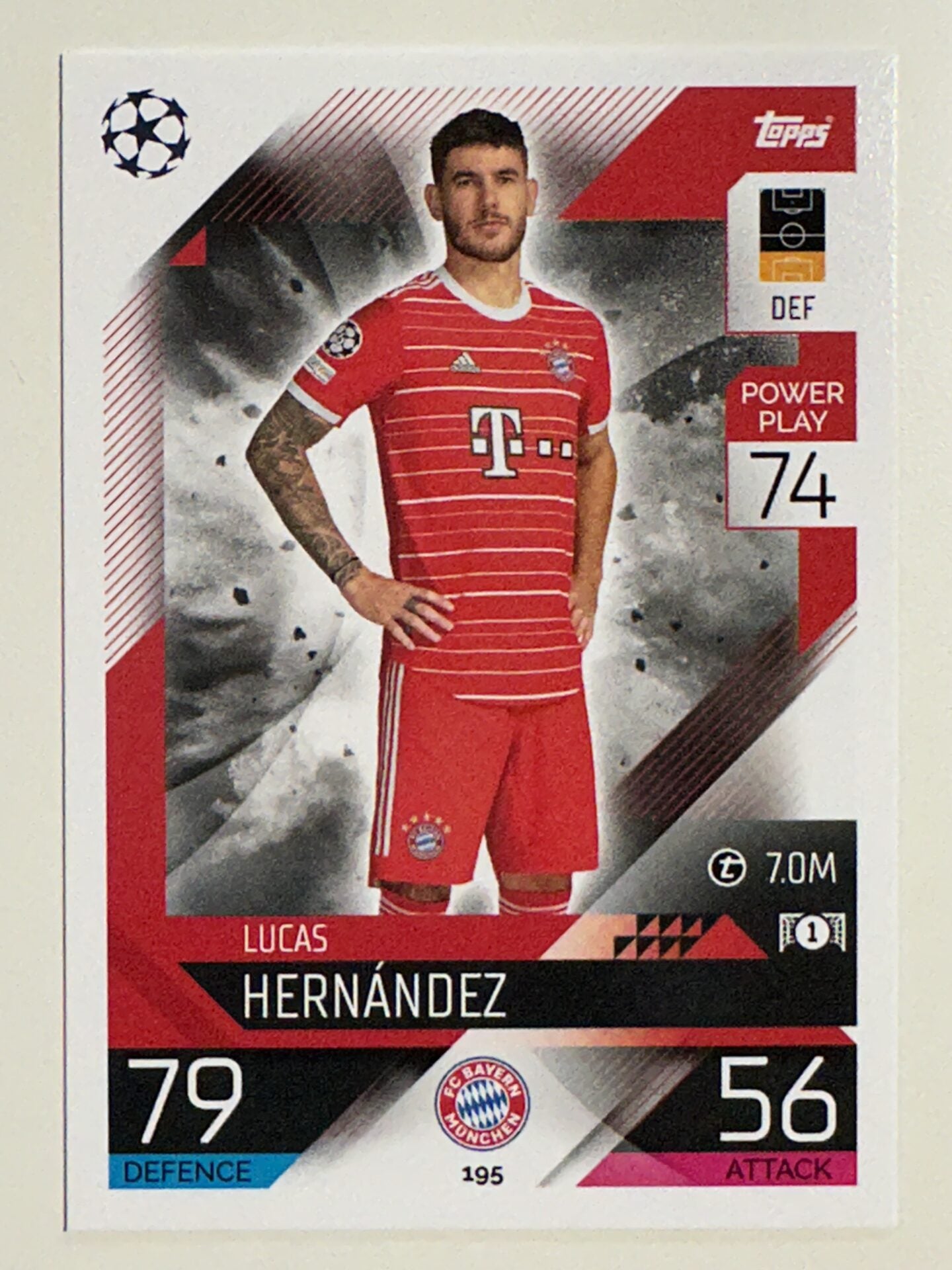 195. Lucas Hernández (FC Bayern München) &#8211; Topps Match Attax 2022:2023 card