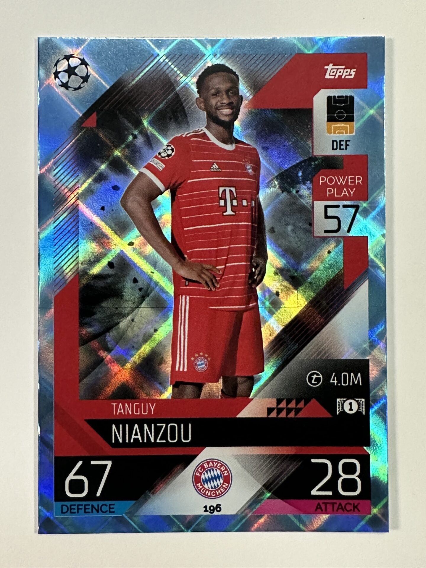 196 Tanguy Nianzou Base Crystal Foil Parallel (Bayern Munich) Topps Match Attax 2022:2023 Card