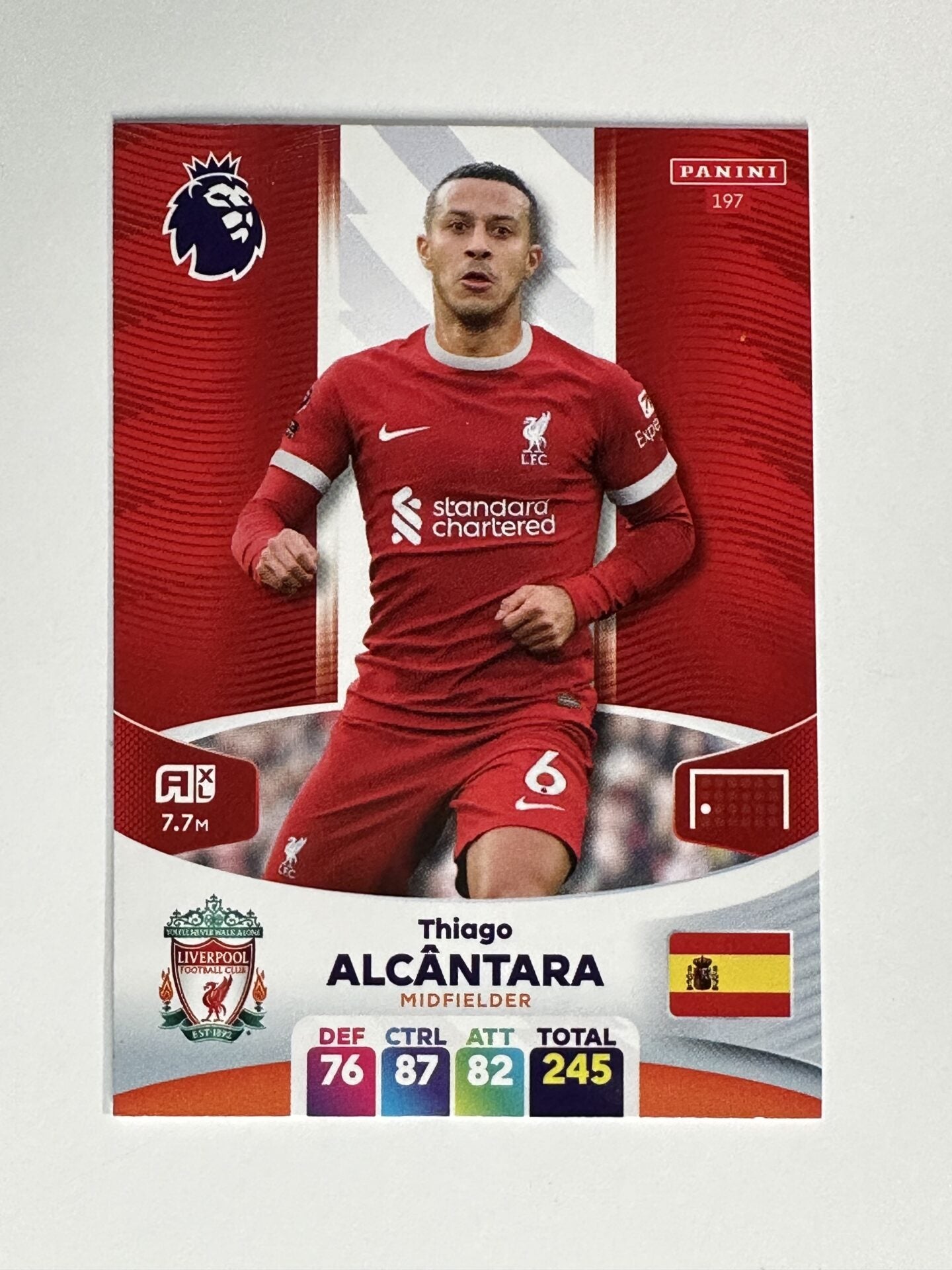 197 Thiago Alcantara Liverpool Base Panini Premier League Adrenalyn XL 2024 Card