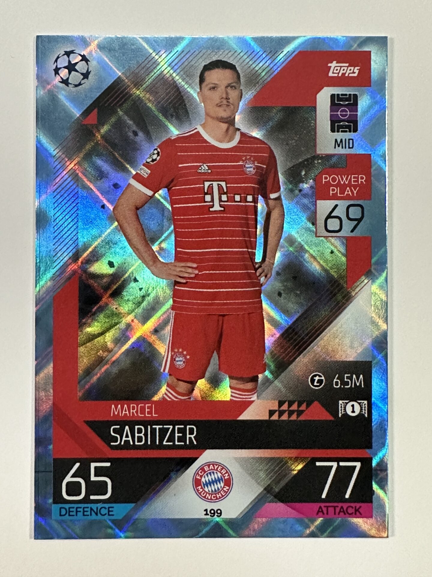 199 Marcel Sabitzer Base Crystal Foil Parallel (Bayern Munich) Topps Match Attax 2022:2023 Card