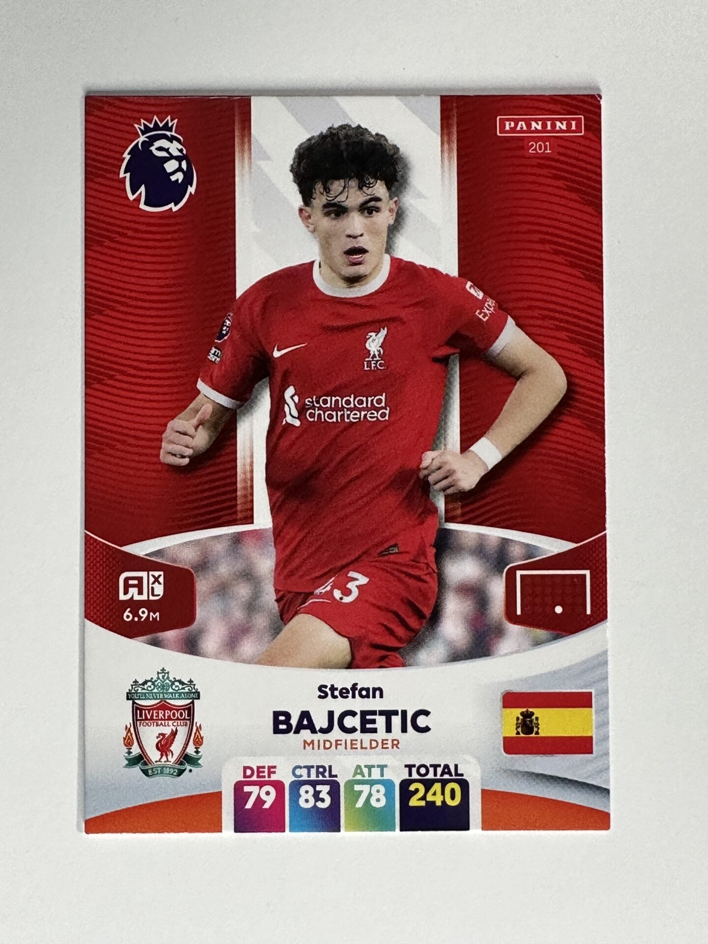 201 Stefan Bajcetic Liverpool Base Panini Premier League Adrenalyn XL 2024 Card