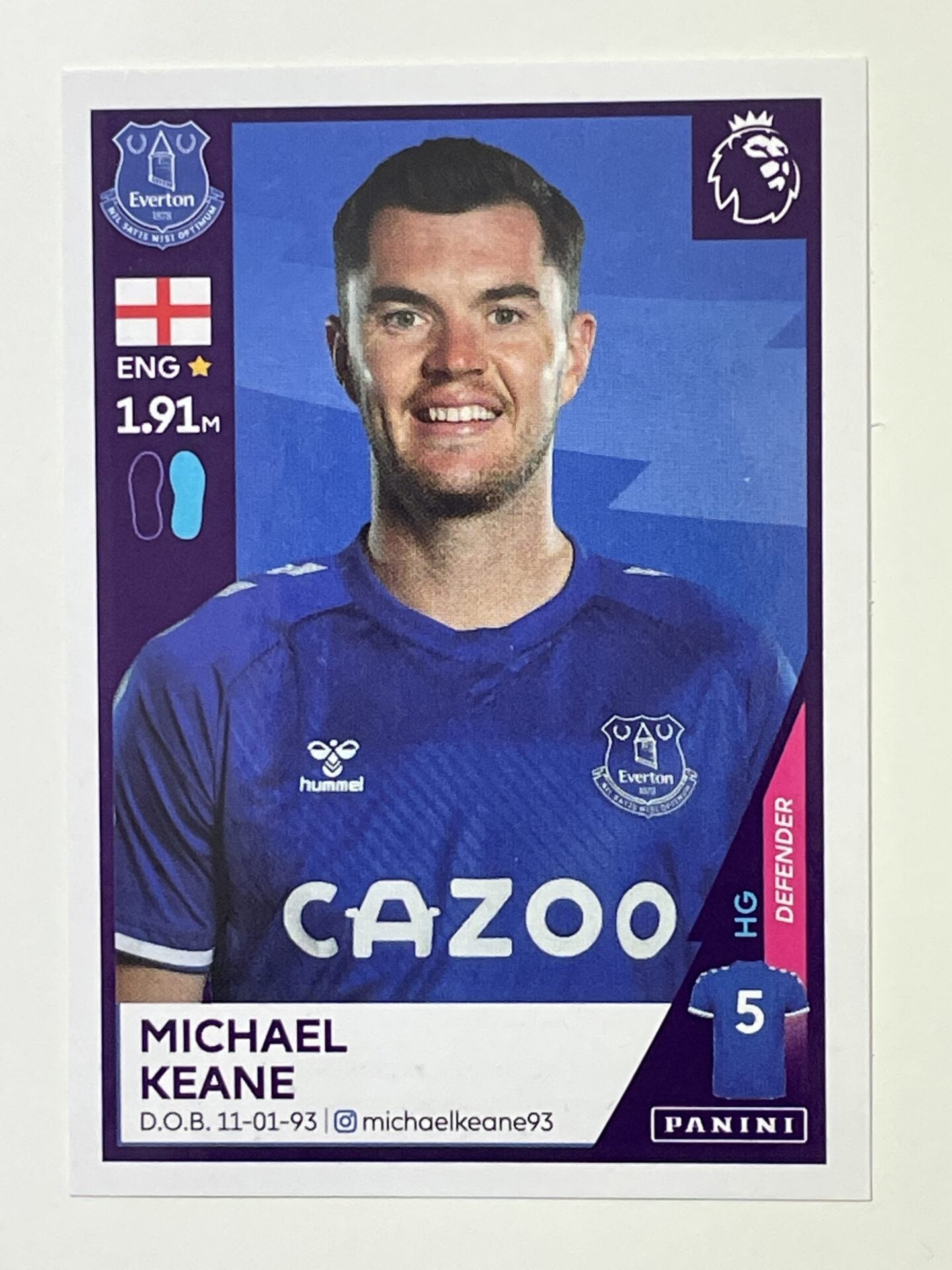 202 Michael Keane Sticker Everton Premier League 2021 Football Sticker