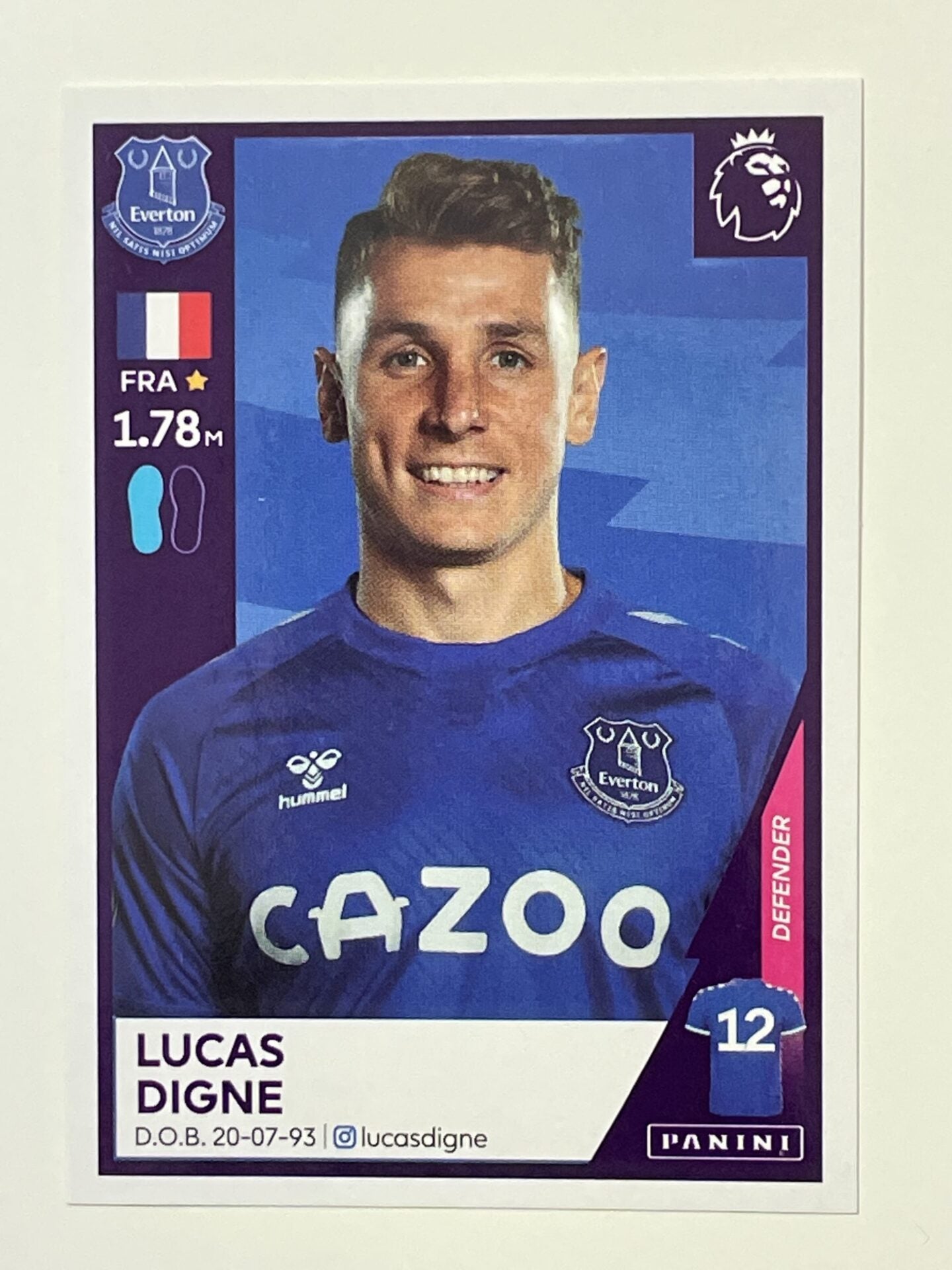 203 Lucas Digne Sticker Everton Premier League 2021 Football Sticker