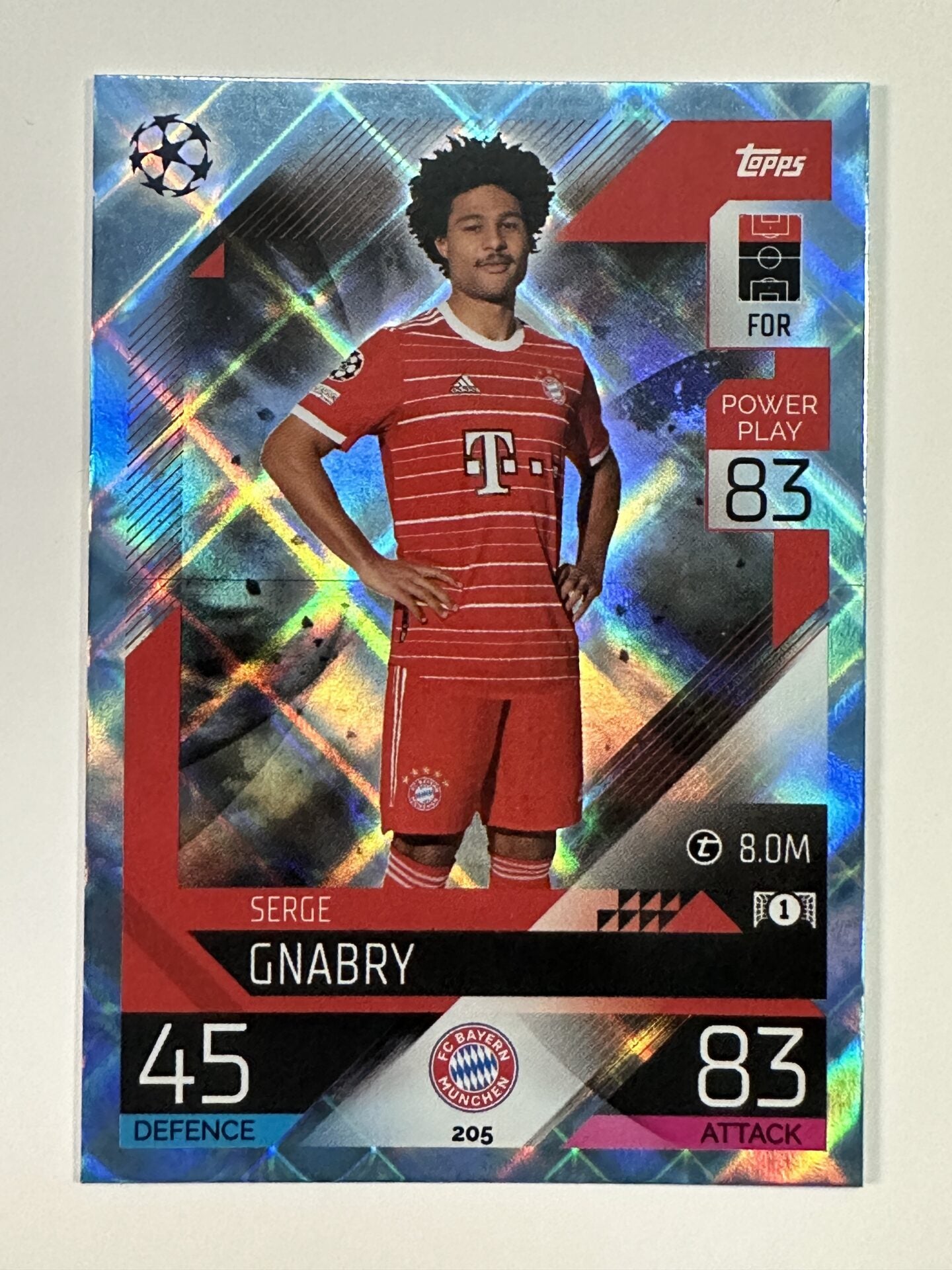 205 Serge Gnabry Base Crystal Foil Parallel (Bayern Munich) Topps Match Attax 2022:2023 Card